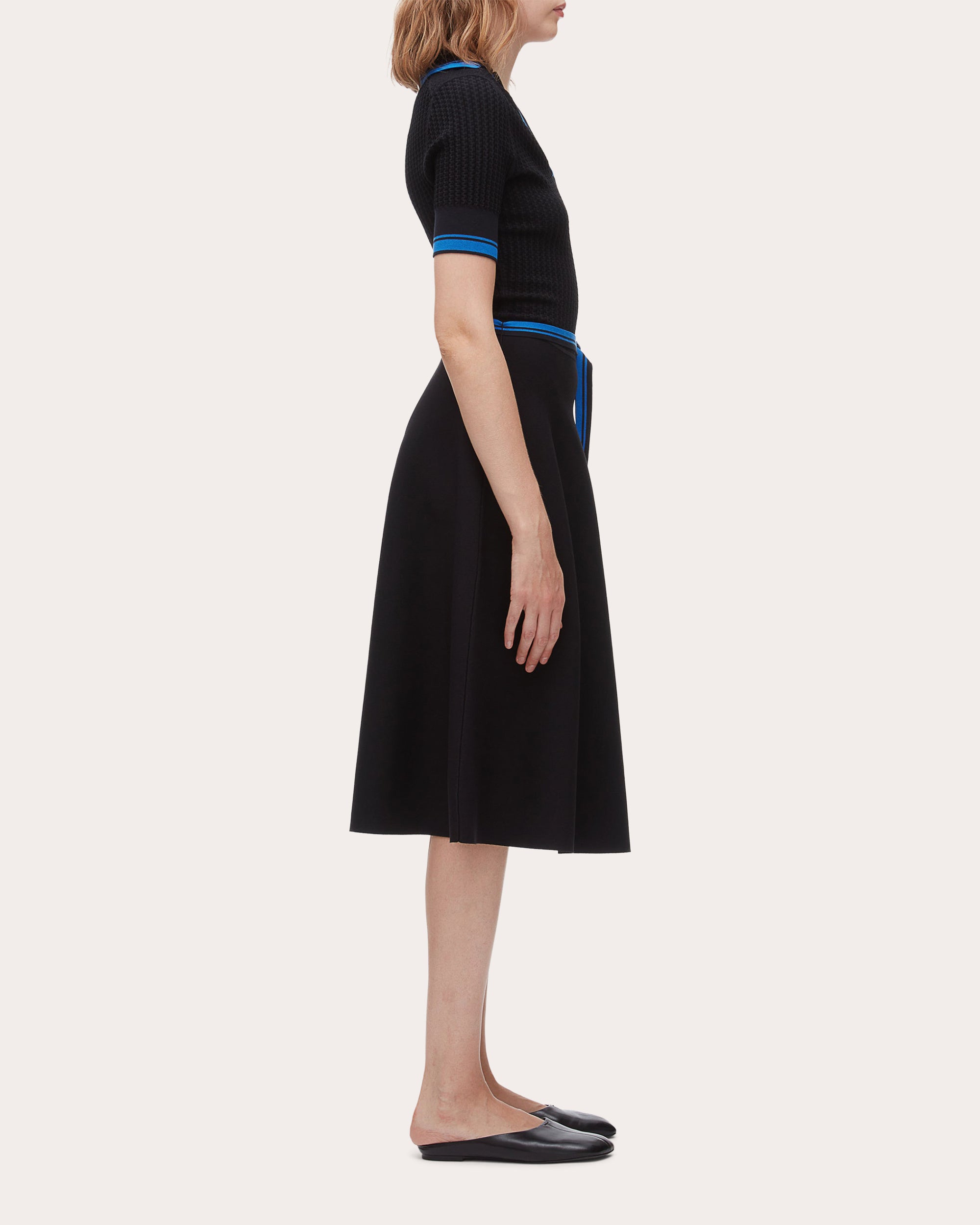 Textured Knit Polo Midi Dress