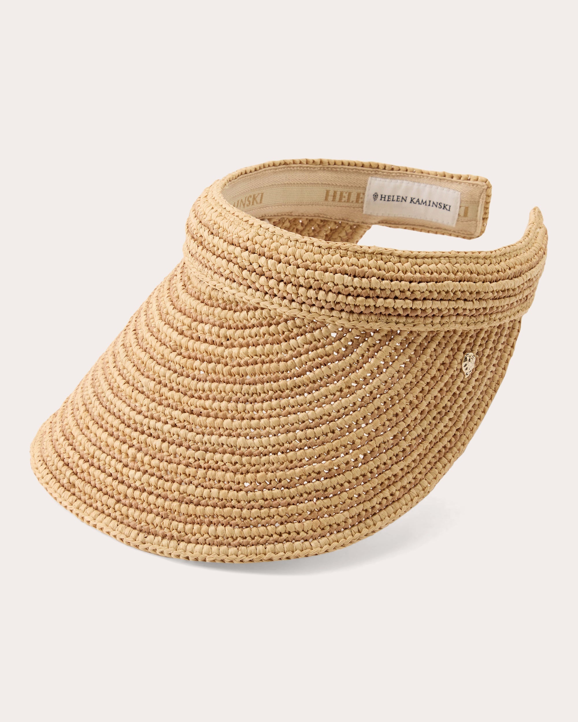Sunlee Stripe Crocheted Raffia Visor