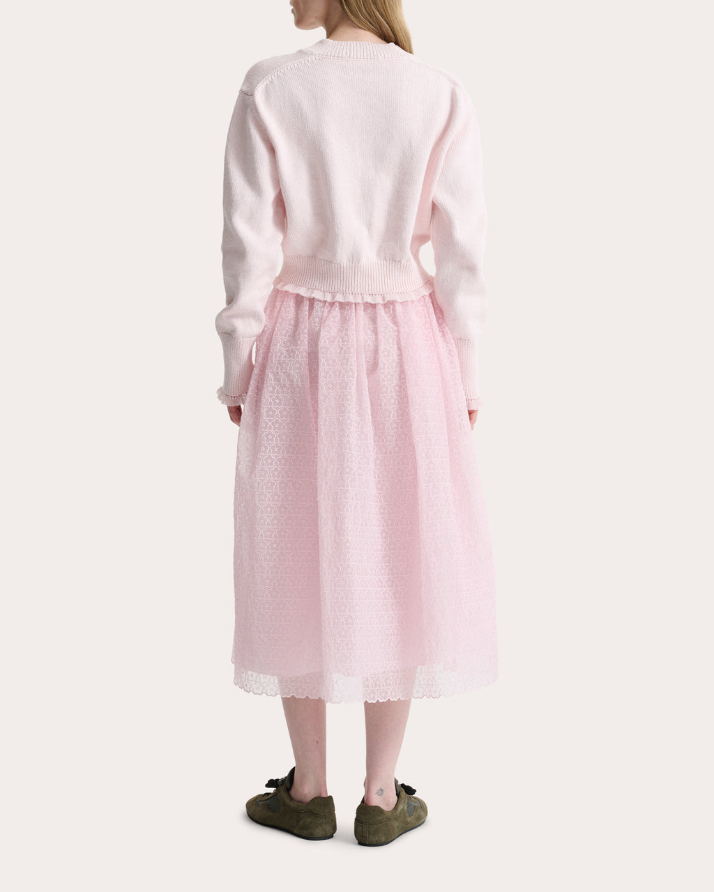 Drusilla Wool Knit Ruffle V-Neck Sweater