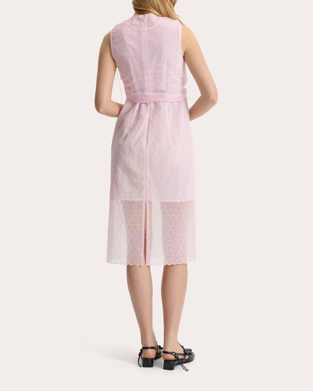 Devin Embroidered Floral Sleeveless Midi Dress