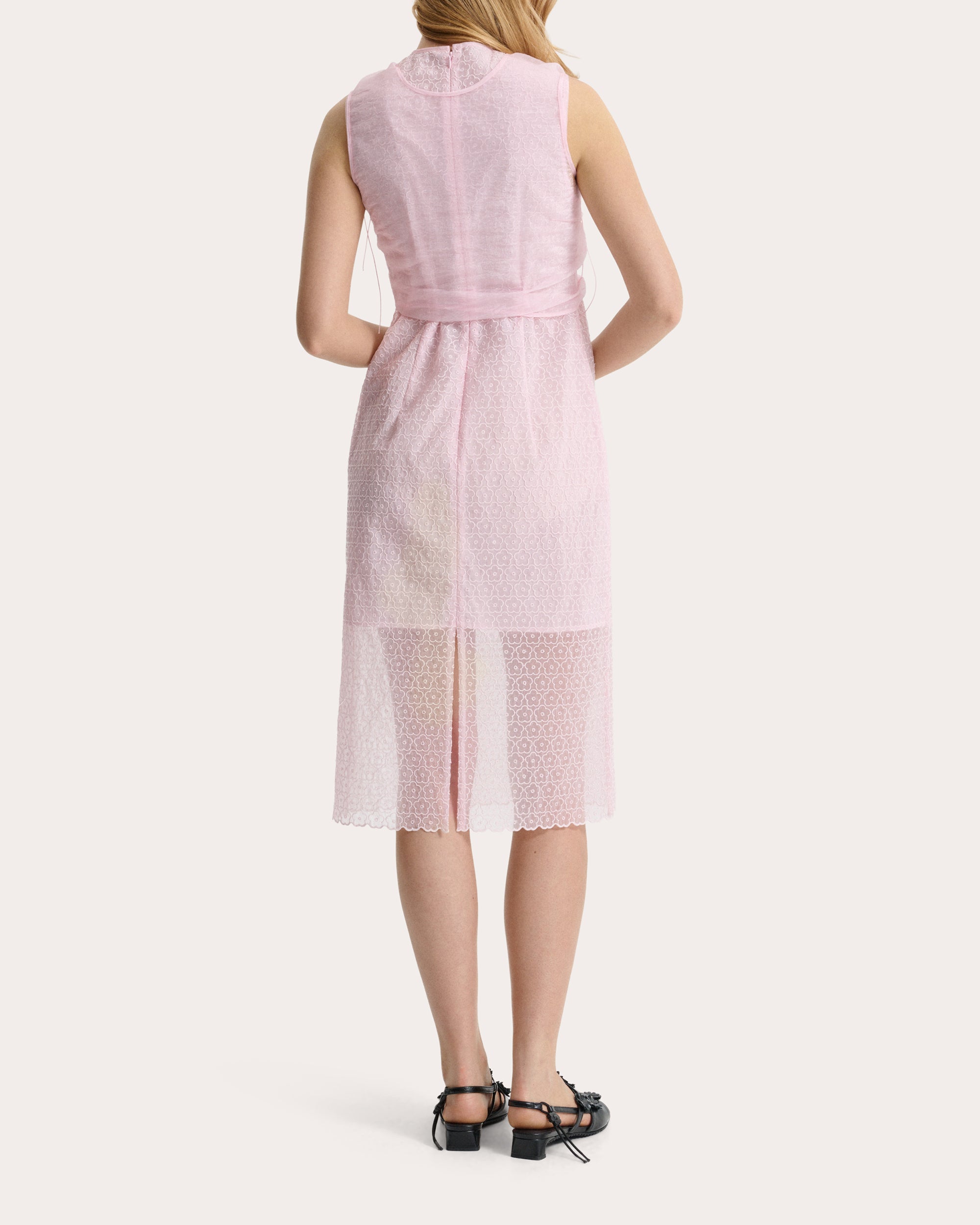Devin Embroidered Floral Sleeveless Midi Dress