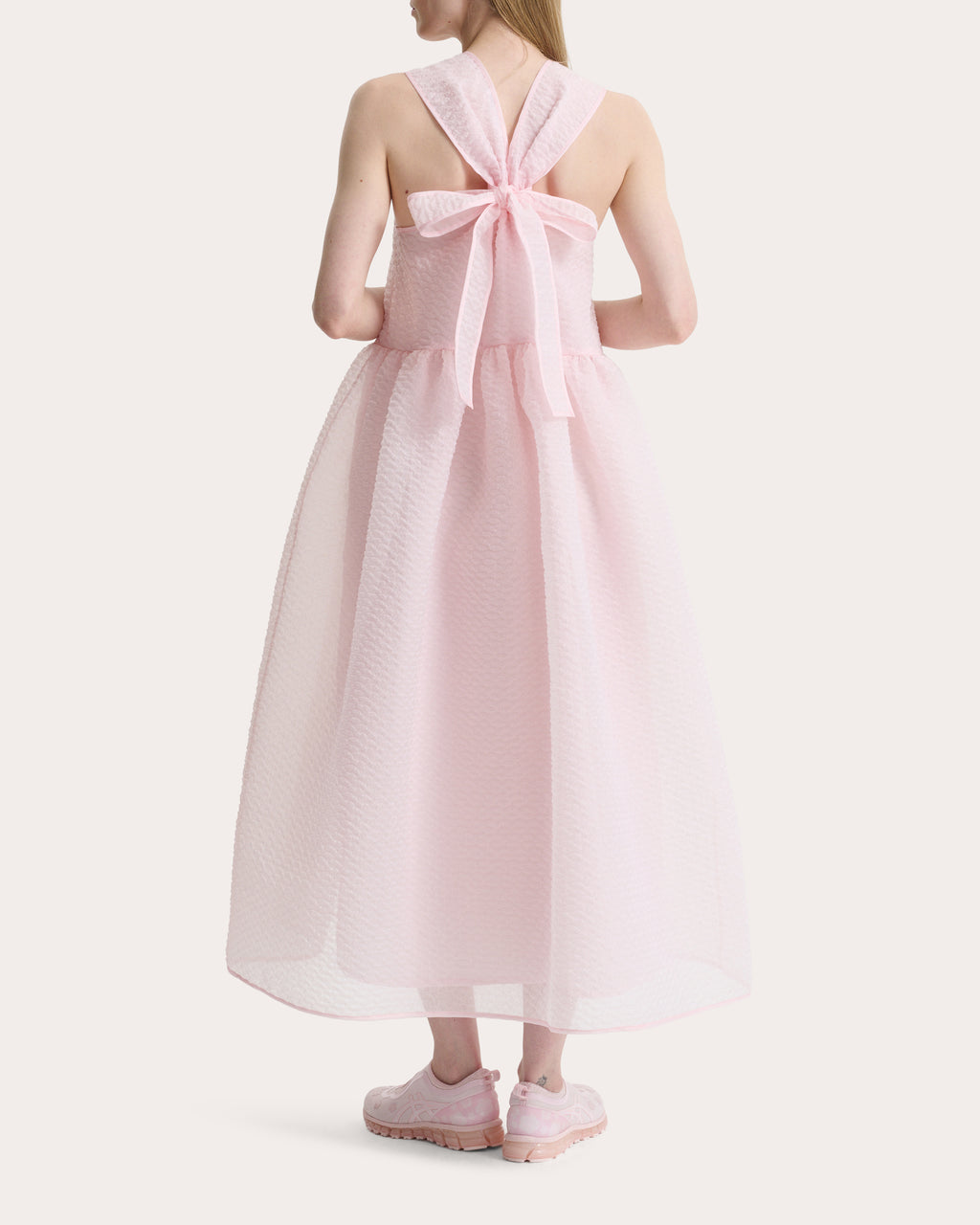 Dora Matelassé Gathered Midi Dress