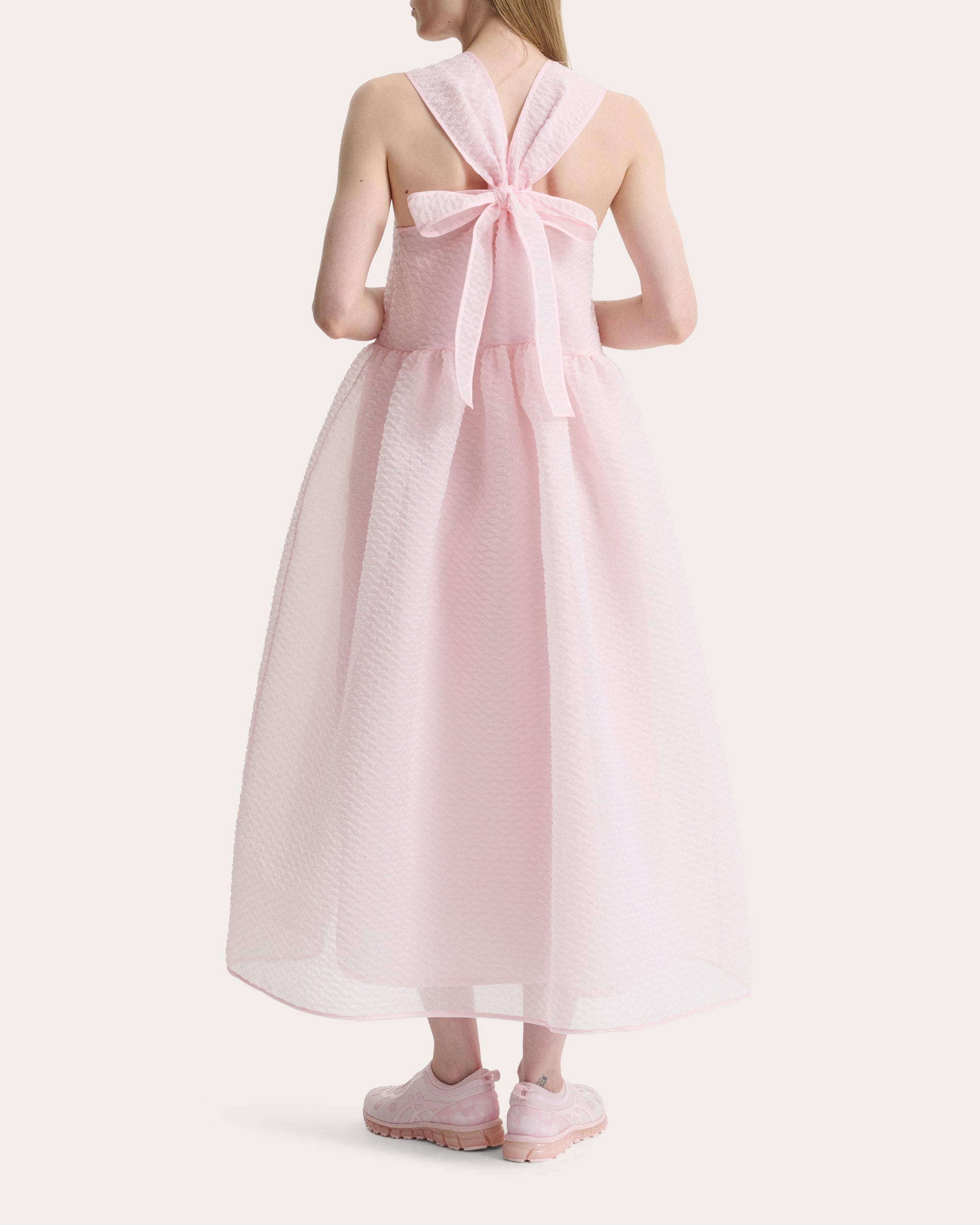 Dora Matelassé Gathered Midi Dress