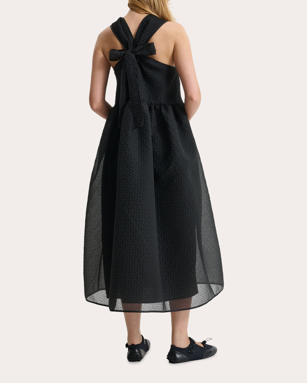 Dora Matelassé Gathered Midi Dress