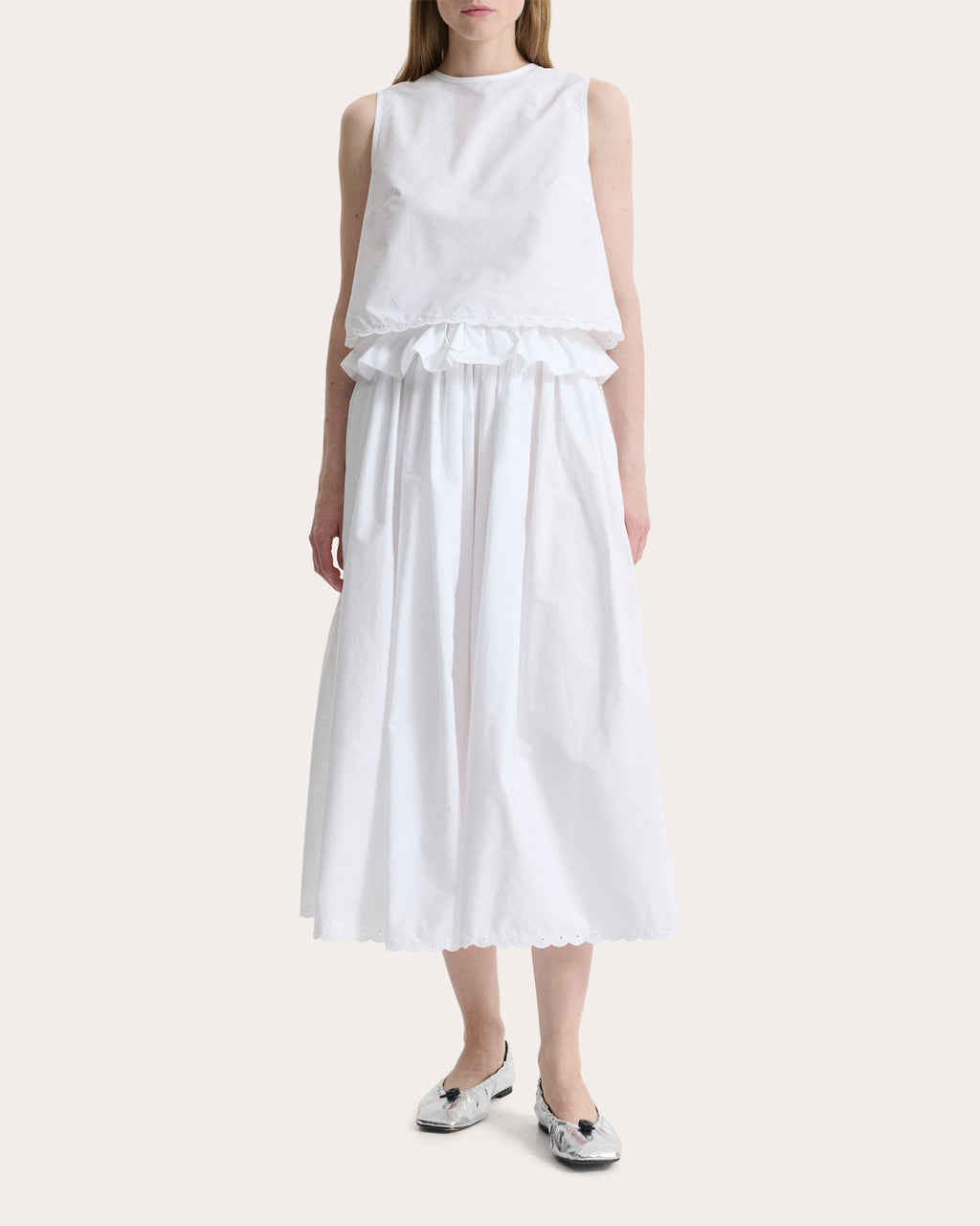 Deeba Embroidered Cotton Sleeveless Crop Top