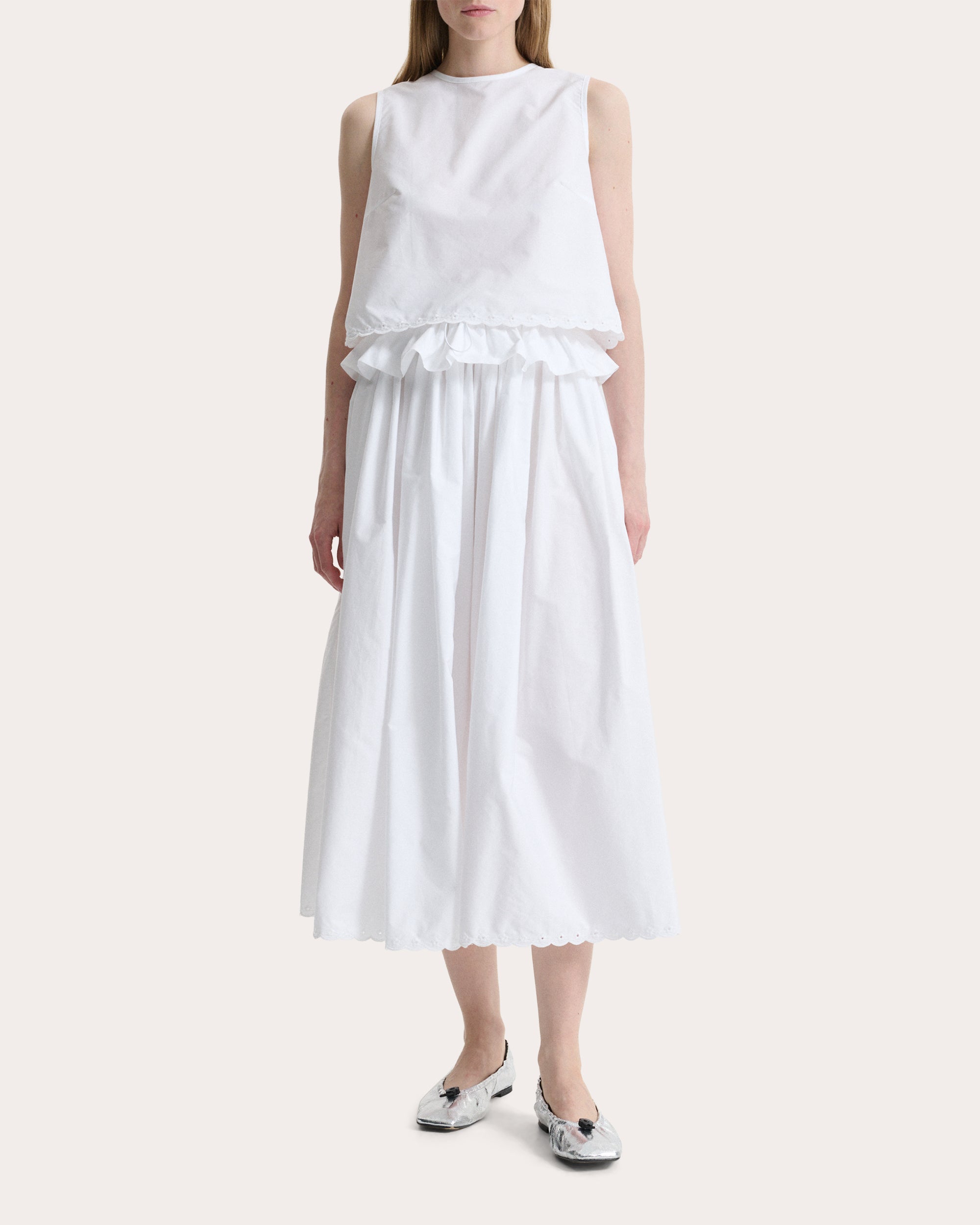 Deeba Embroidered Cotton Sleeveless Crop Top