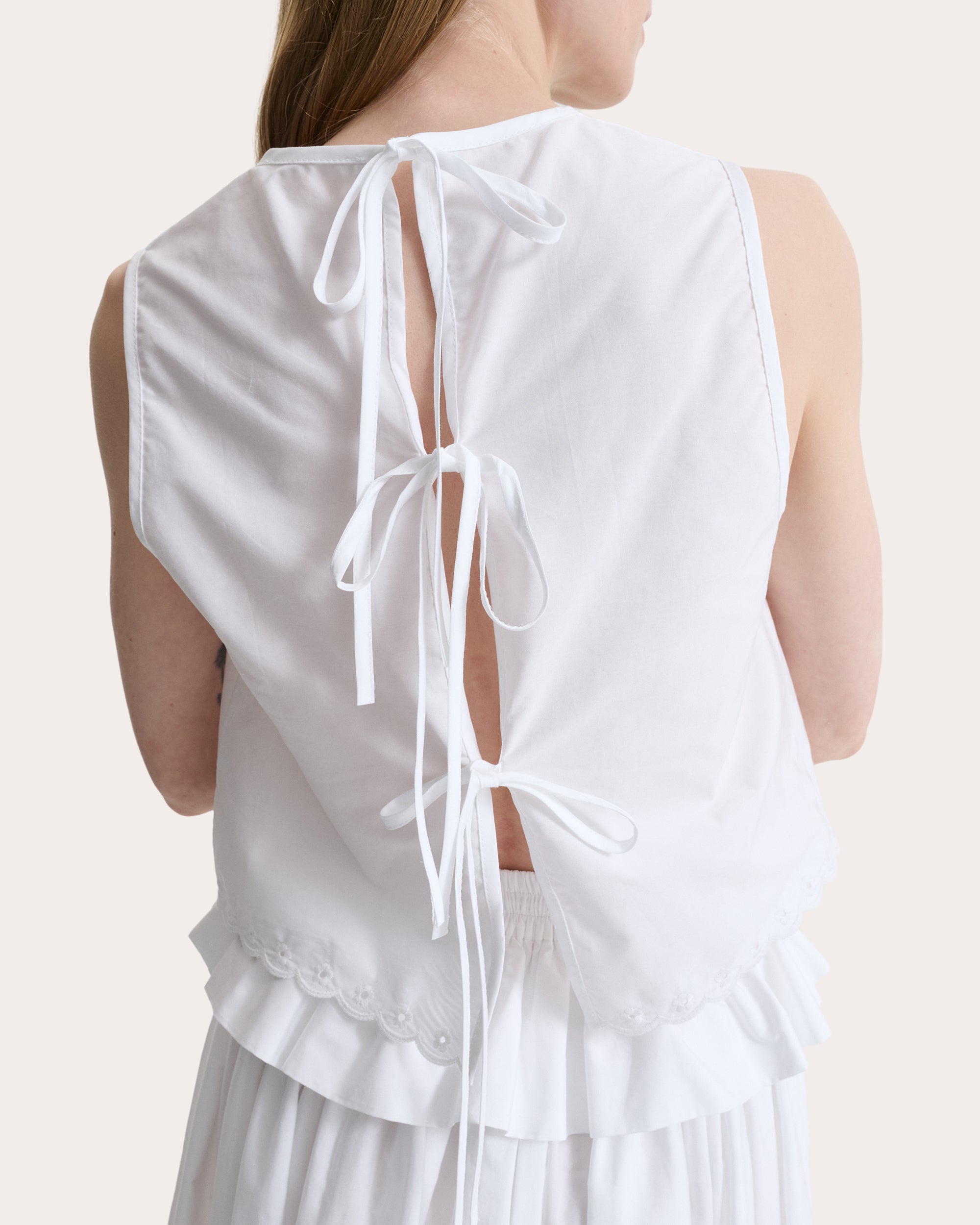 Deeba Embroidered Cotton Sleeveless Crop Top