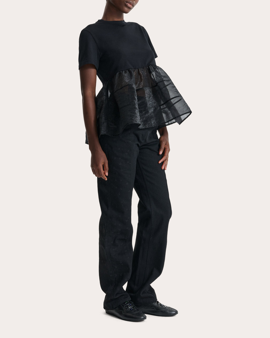 David Jersey Liquid Myrtia Peplum T-Shirt