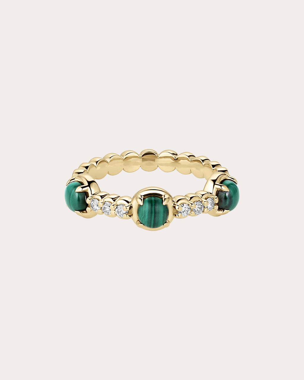 Malachite & Diamond 14k Gold Palace Ring