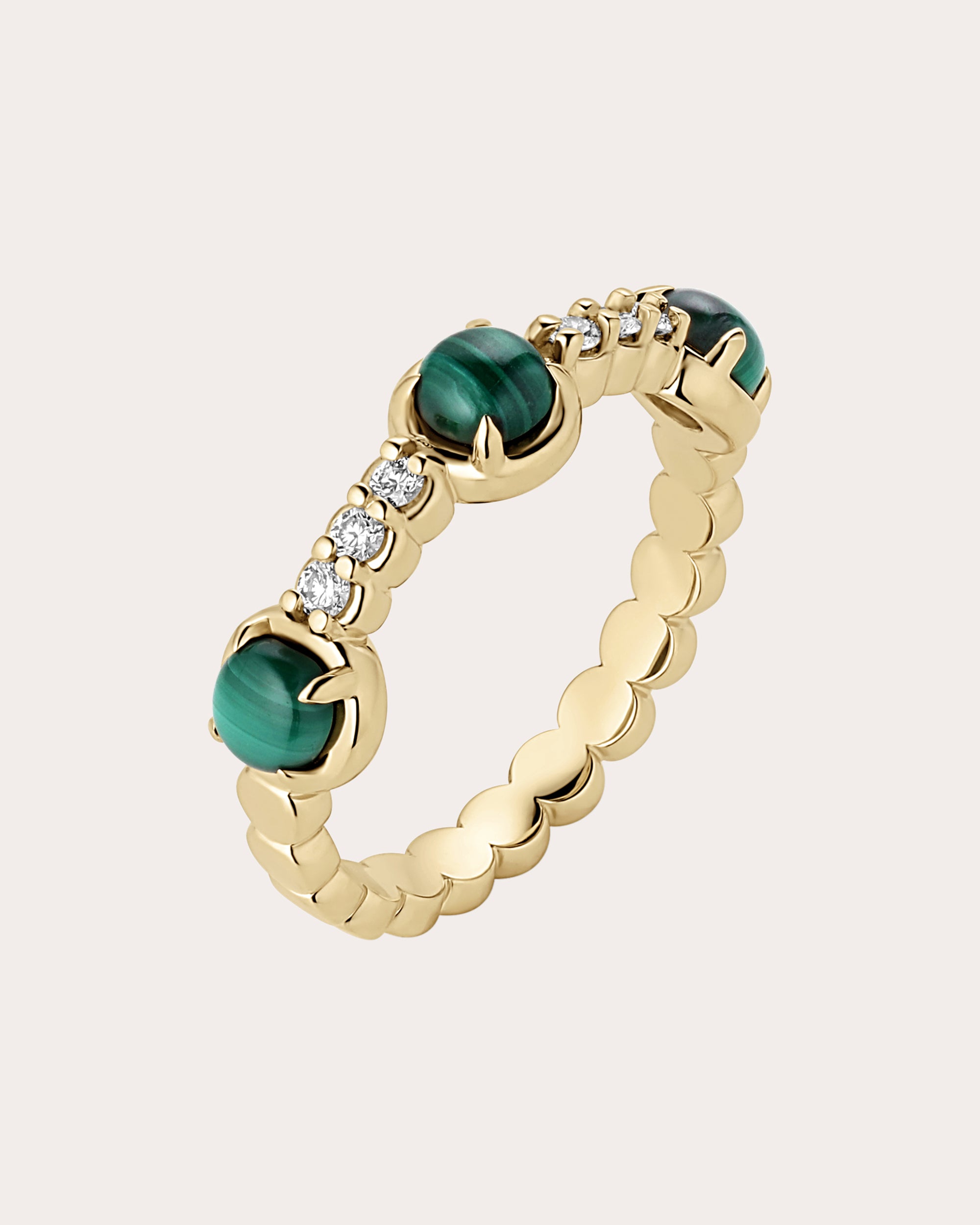 Malachite & Diamond 14k Gold Palace Ring