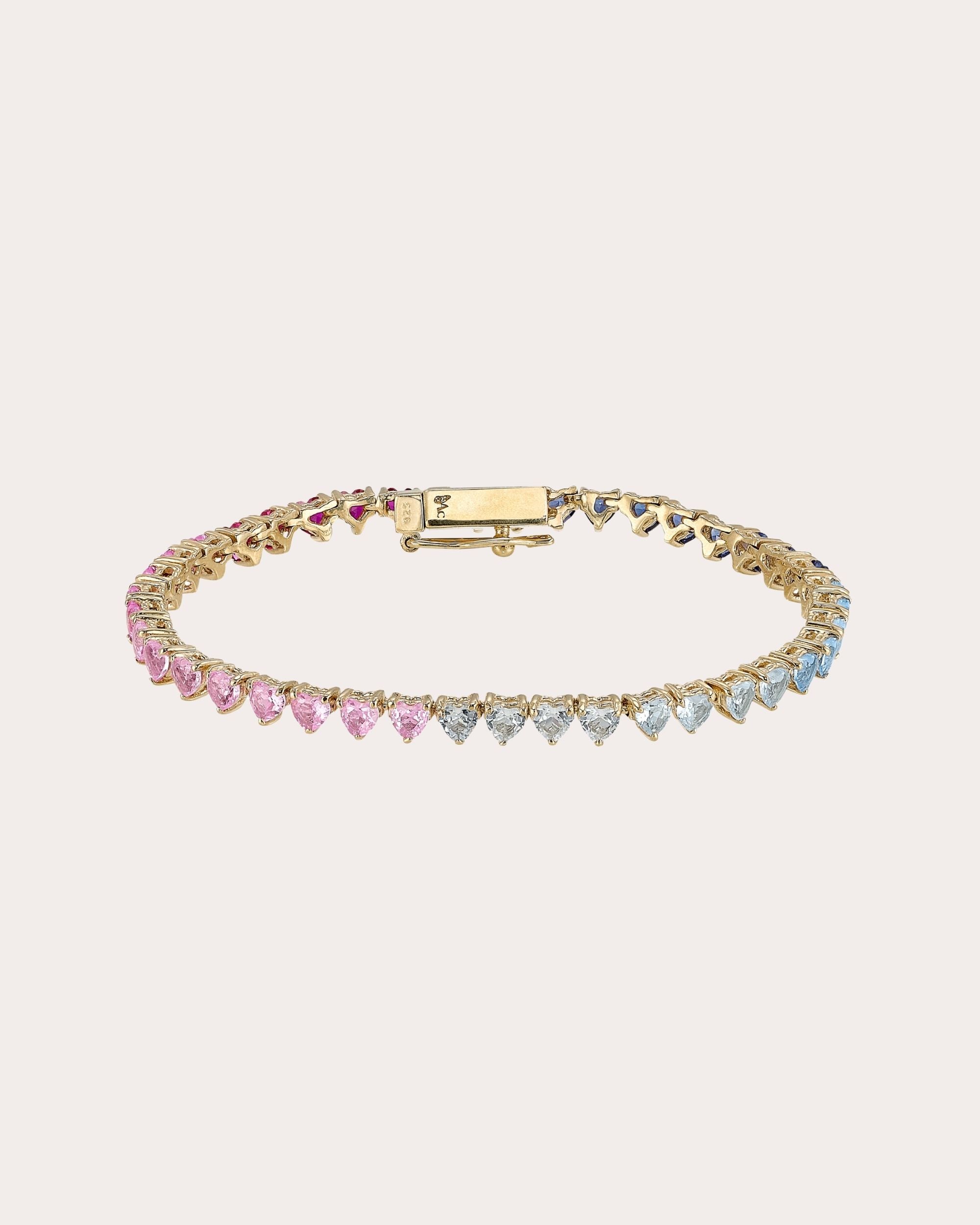 Multicolor Sapphire & Spinel Petite Eternity Heart Bracelet