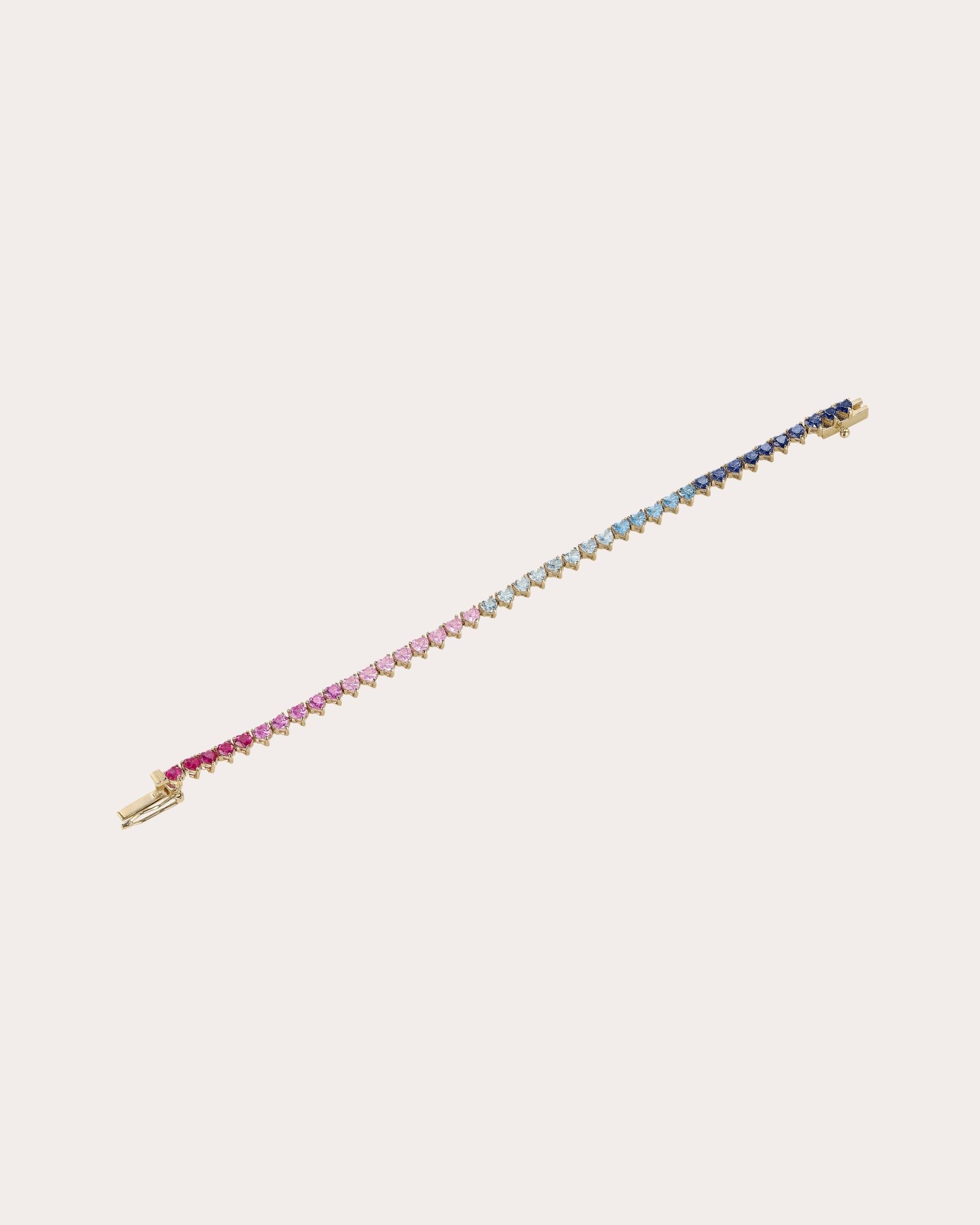 Multicolor Sapphire & Spinel Petite Eternity Heart Bracelet