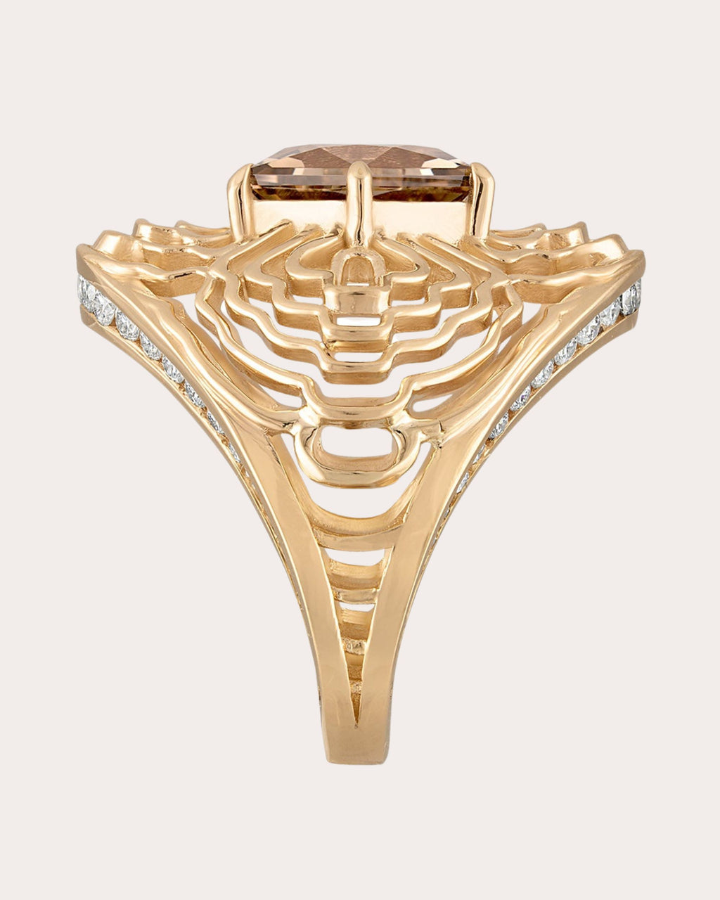 Diamond & Quartz 14k Gold 200Hz Ring