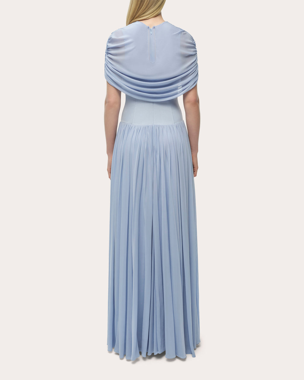 Nancie Ruched Jersey Cape Maxi Dress