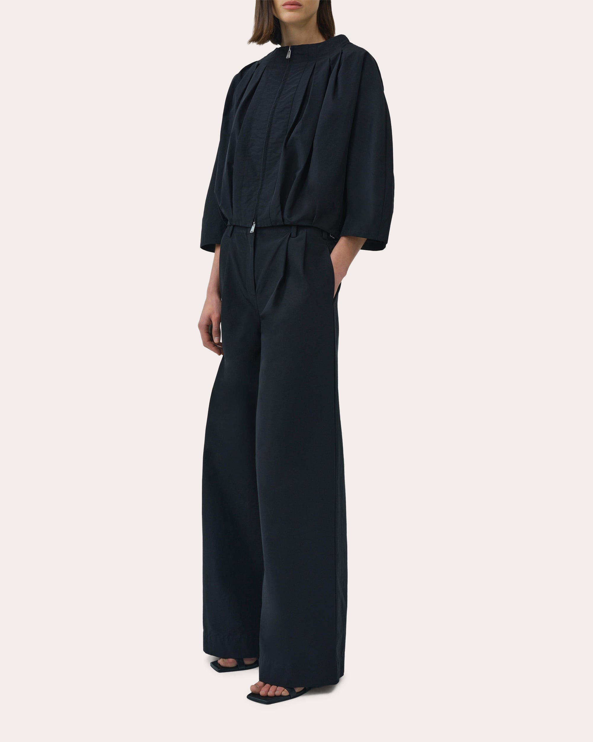 Leroy Pleated Faille Wide-Leg Pants