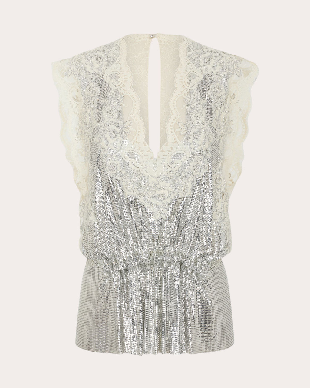 Lace-Trimmed Chainmail Mesh Top