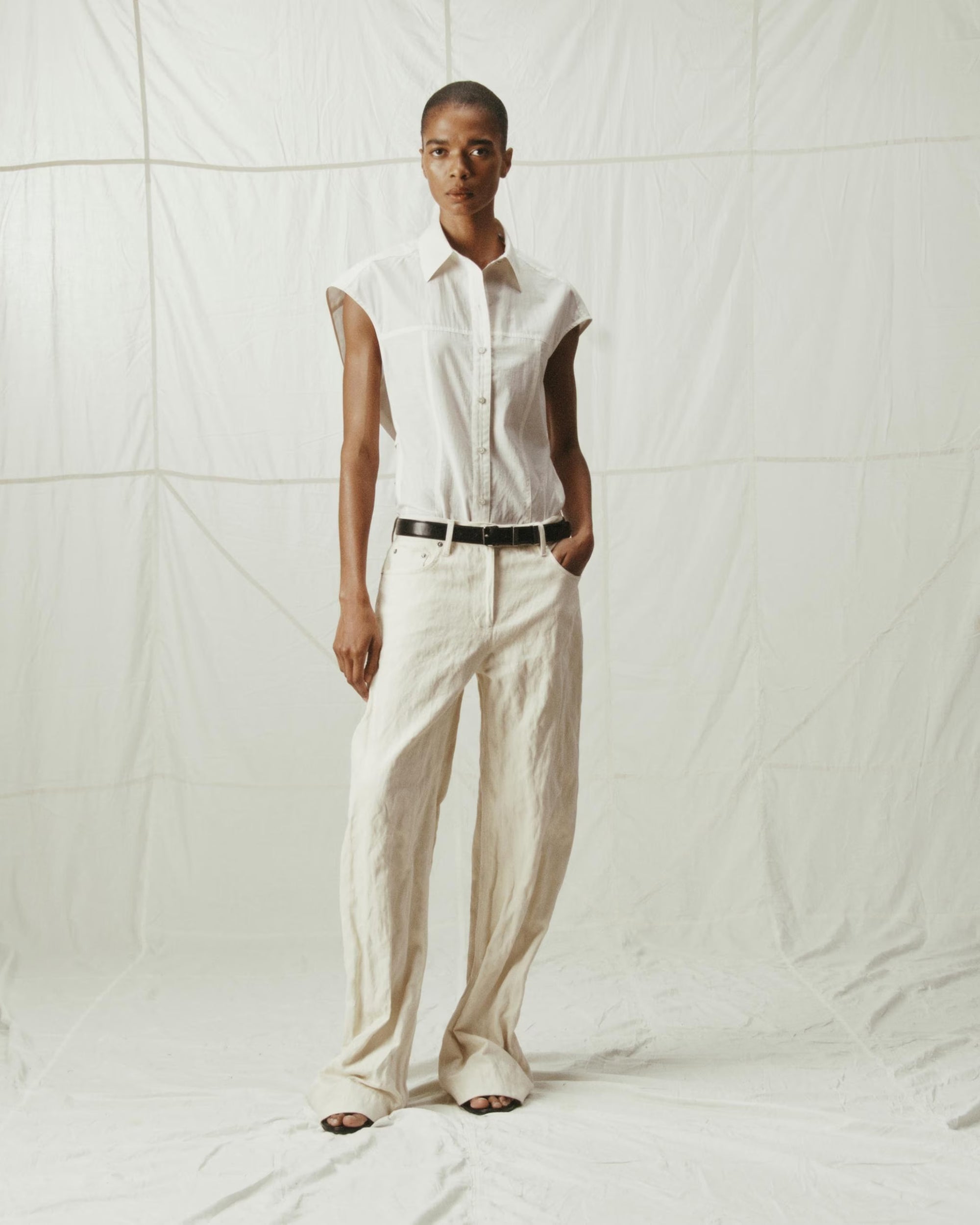Crushed Metallic Twill Bootcut Jeans