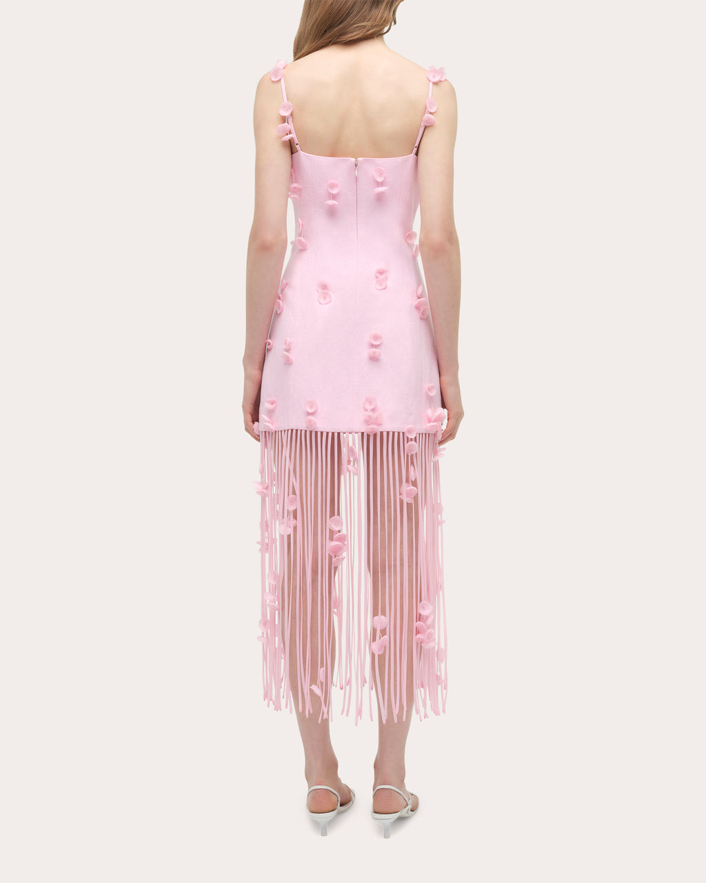Juliana Floral Appliqué Fringed Midi Dress