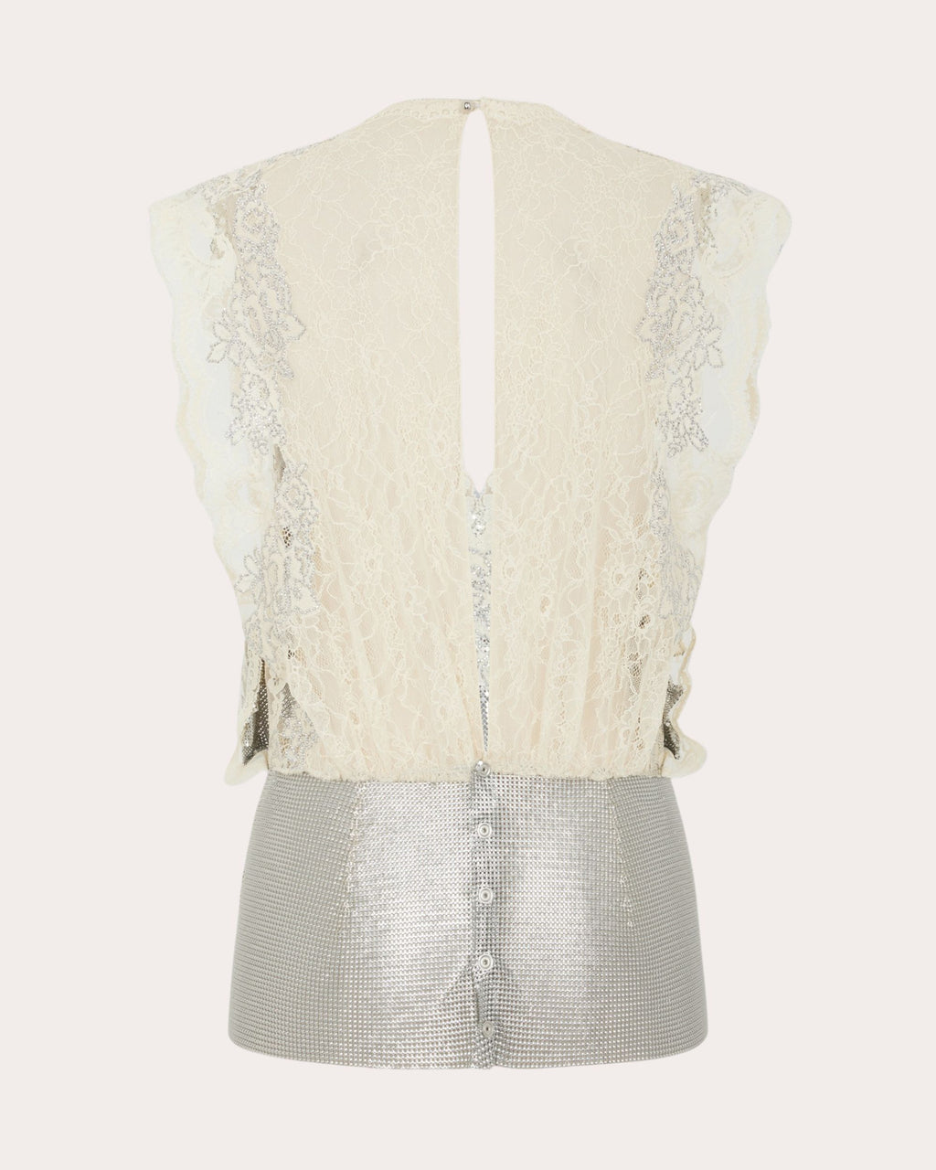 Lace-Trimmed Chainmail Mesh Top