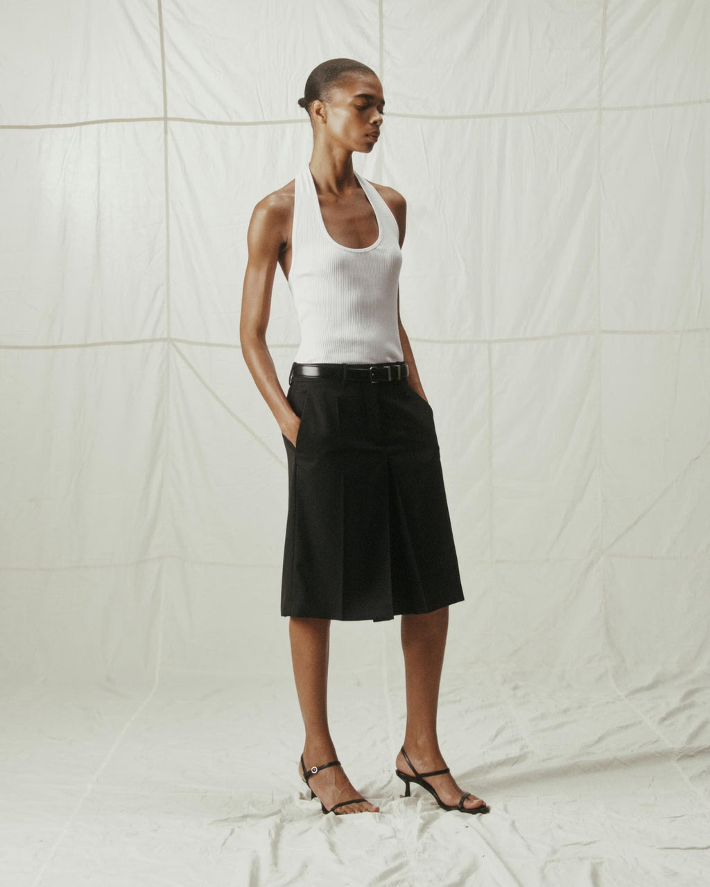 Wool Gabardine Wardrobe Midi Skirt