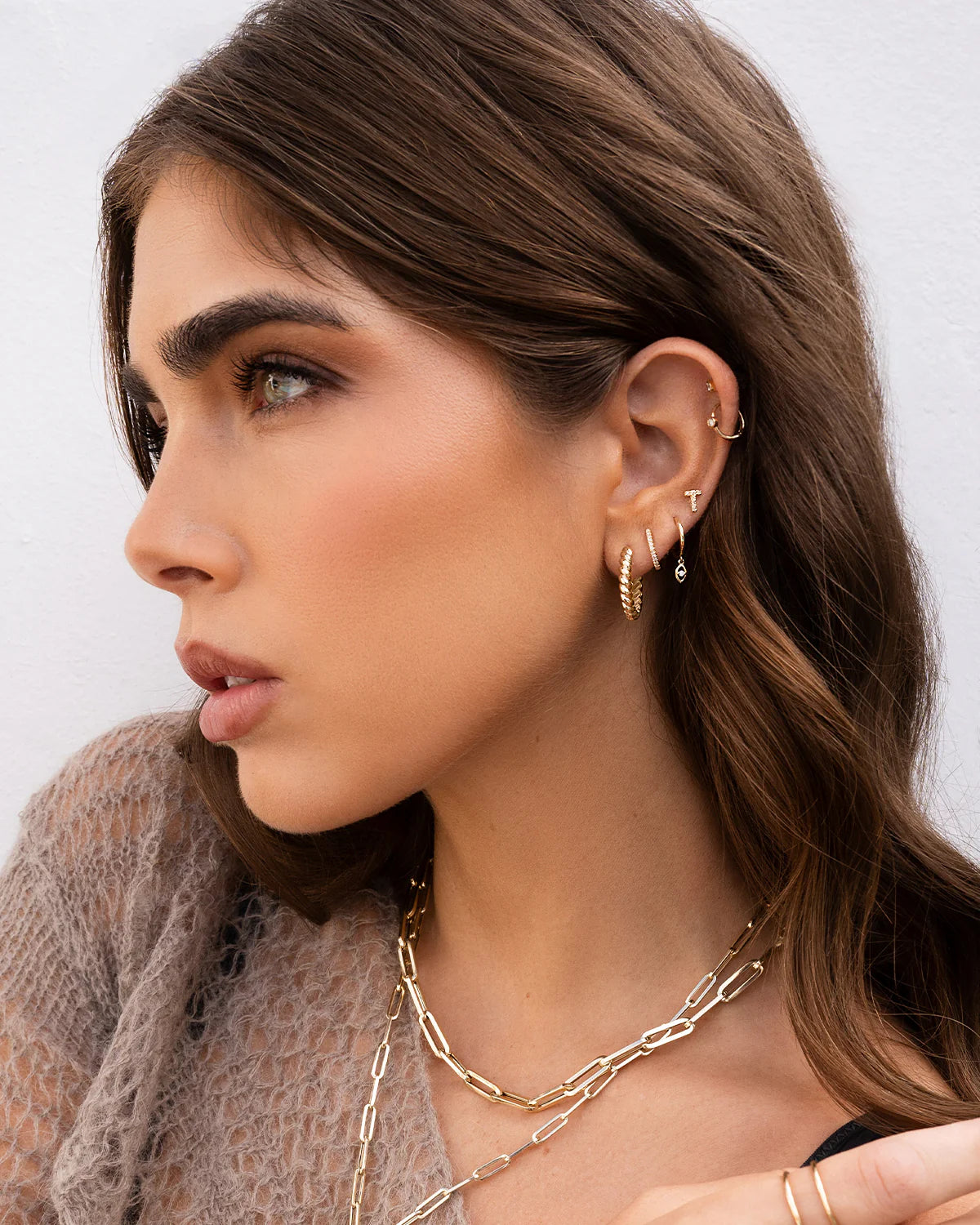 Diamond & 14k Gold Initial Stud Earring