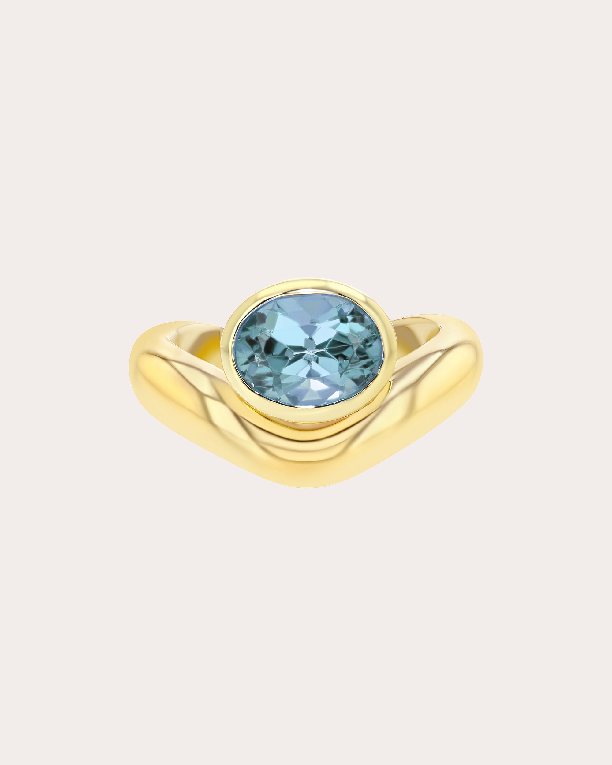 Aquamarine & 14k Gold Speed Of Light Ring