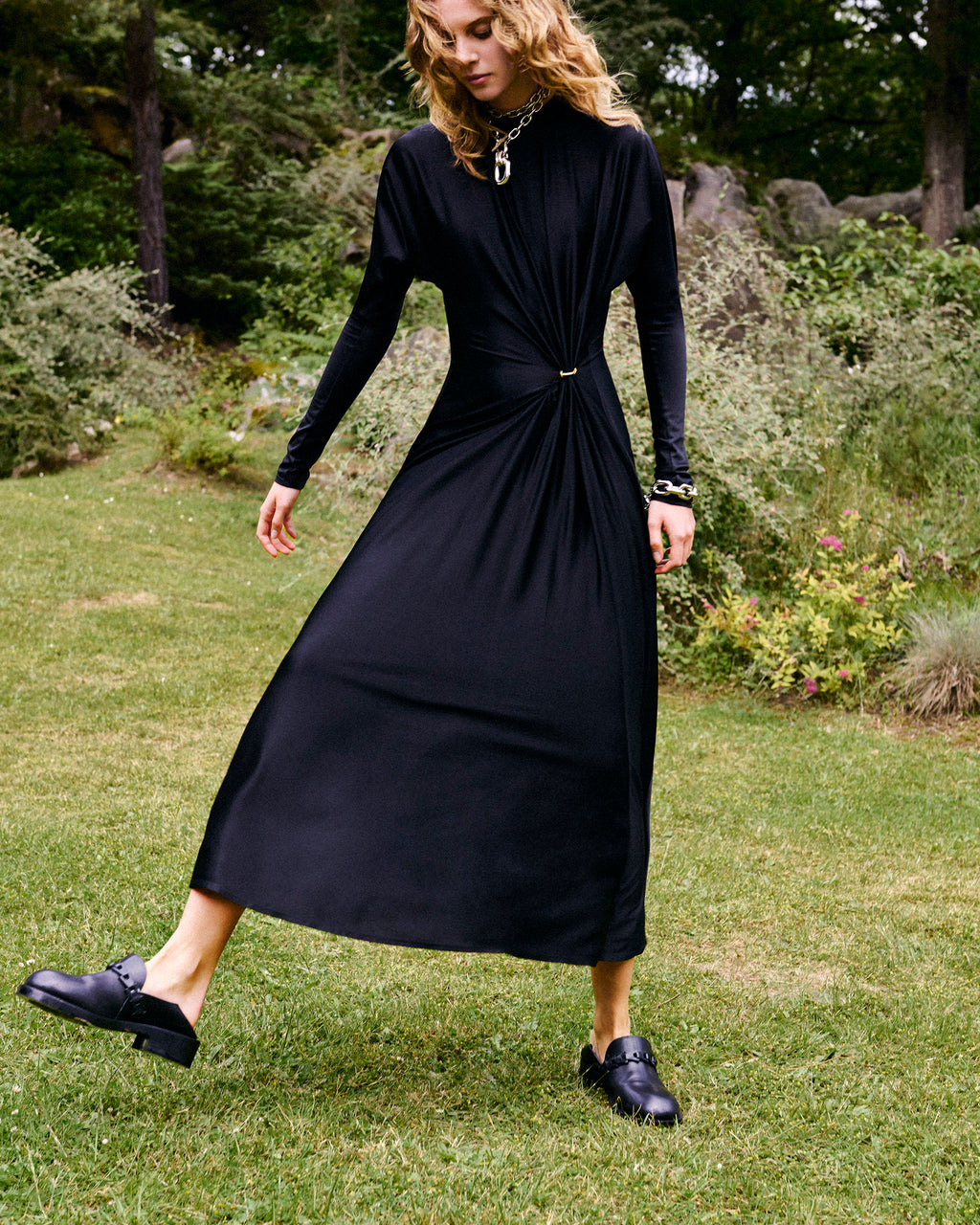 Ruched Jersey Midi Dress