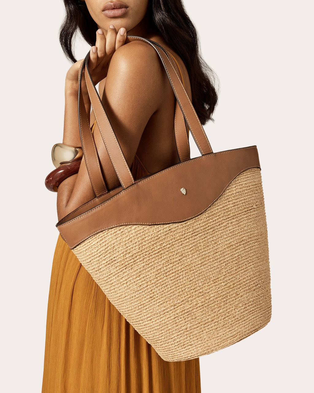 Nadee Braided Raffia Tote Bag