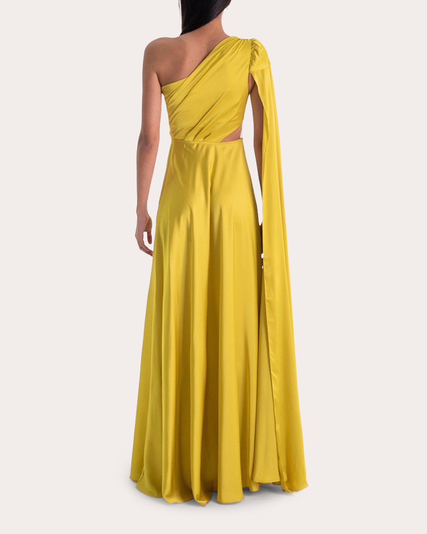 Hanah Silk Chiffon Cutout Drape Asymmetric Gown