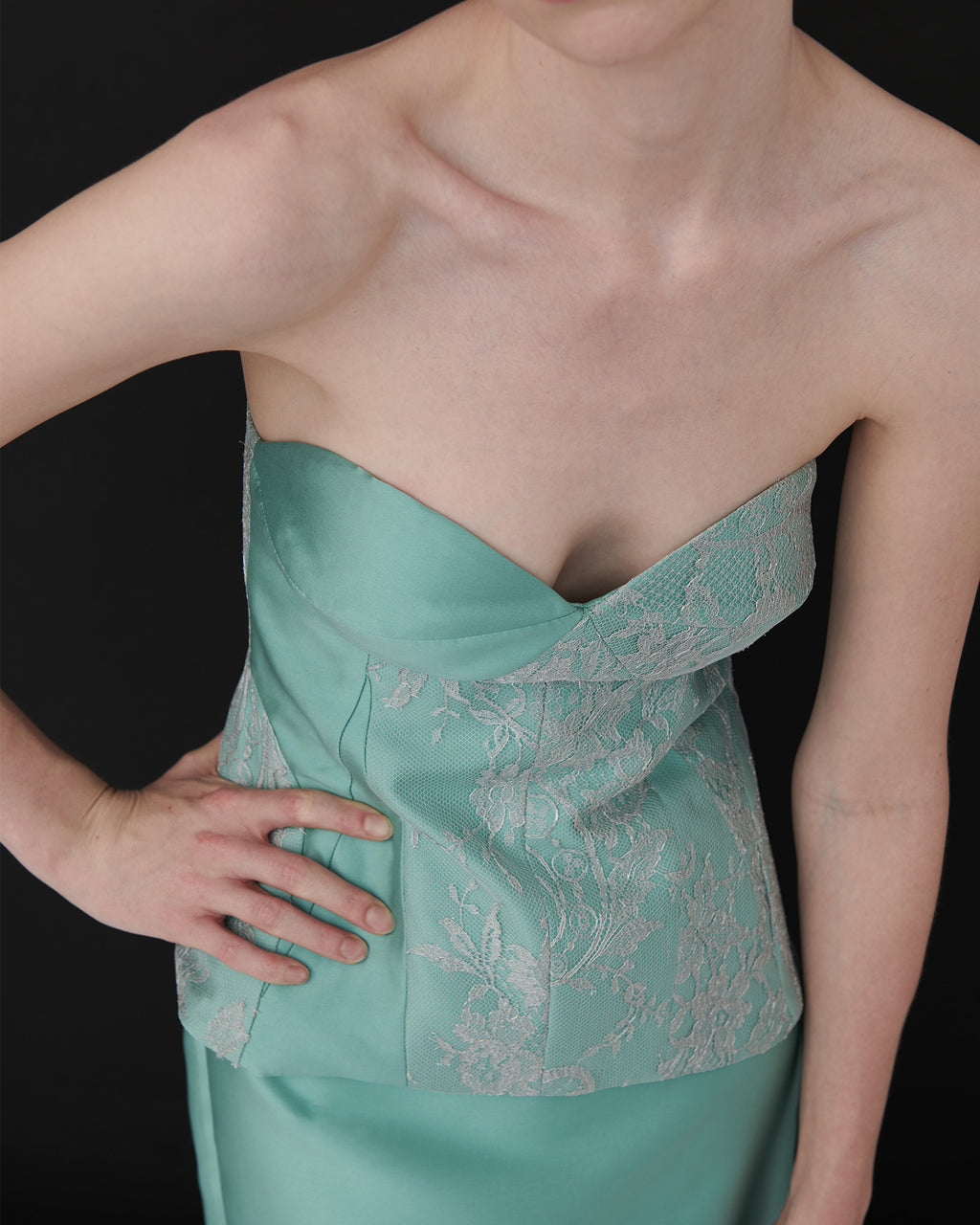 Vicky Satin Lace Bustier Top