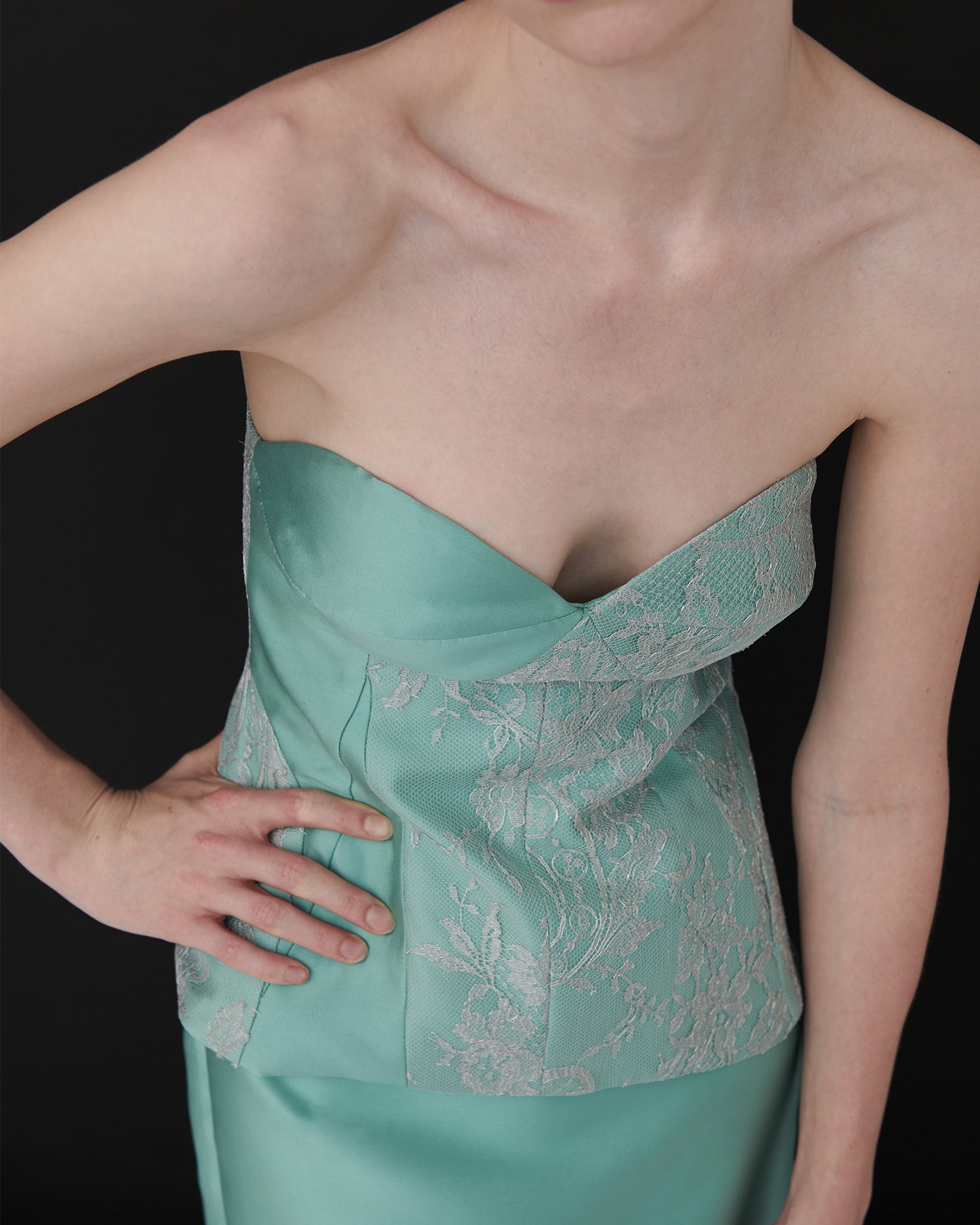 Vicky Satin Lace Bustier Top