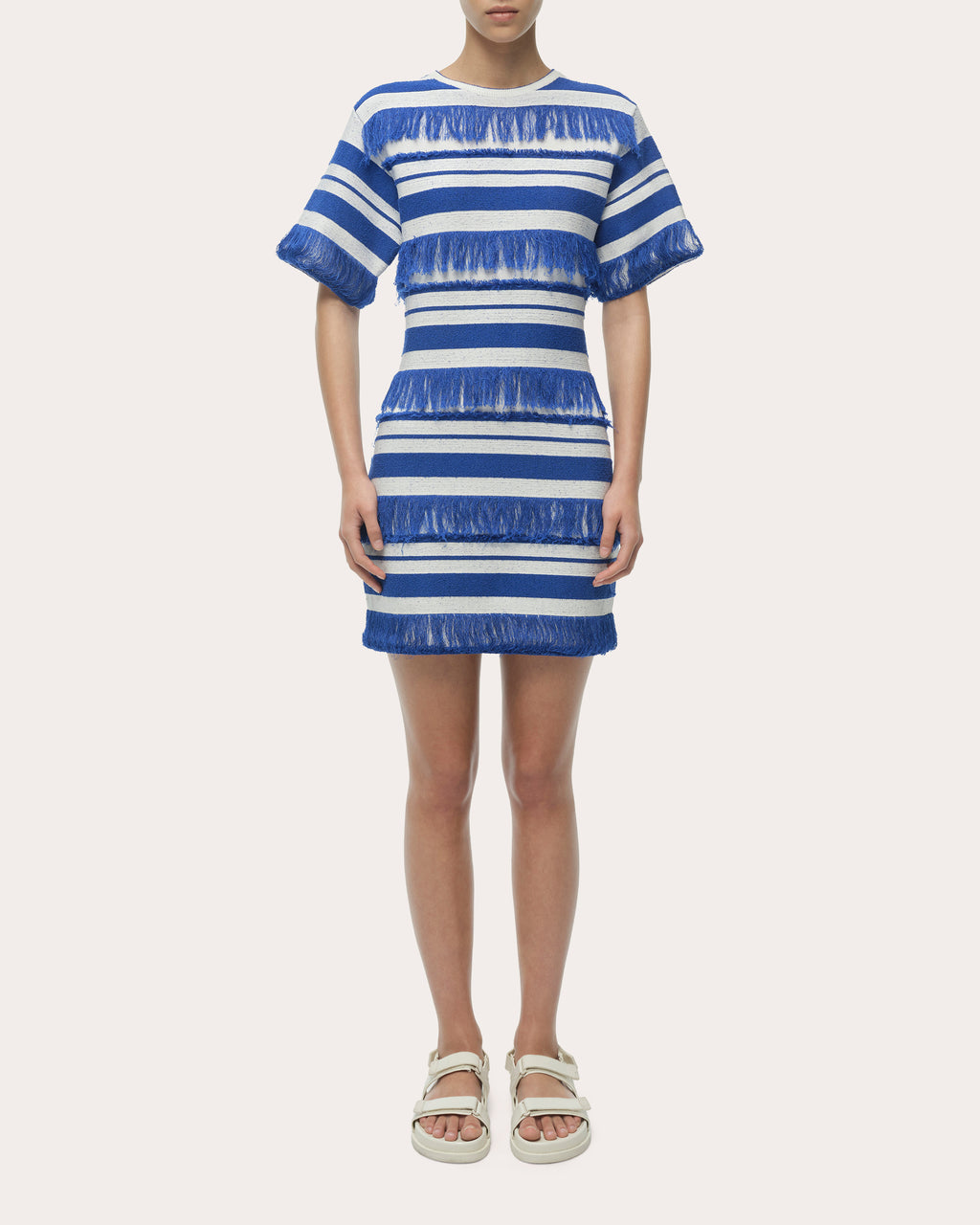 Torrance Stripe Knit Fringe Mini T-Shirt Dress