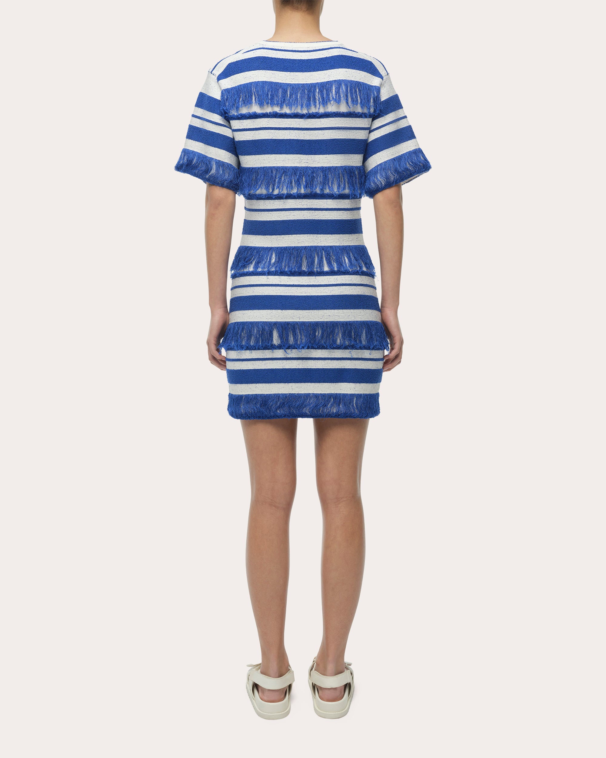 Torrance Stripe Knit Fringe Mini T-Shirt Dress