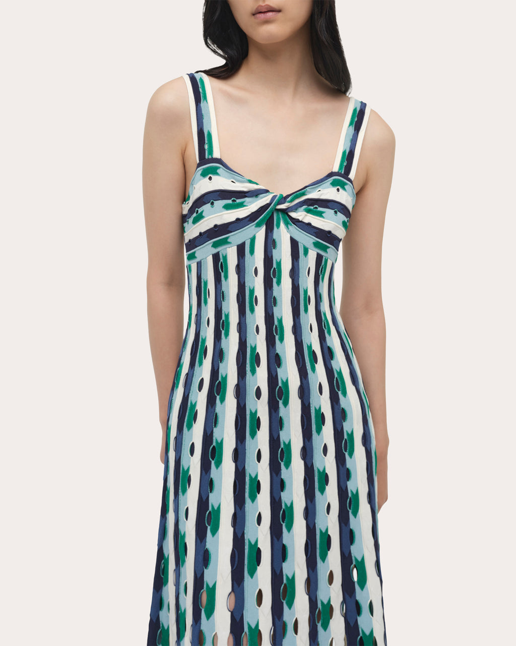 Christina Stripe Eyelet Knit Midi Dress