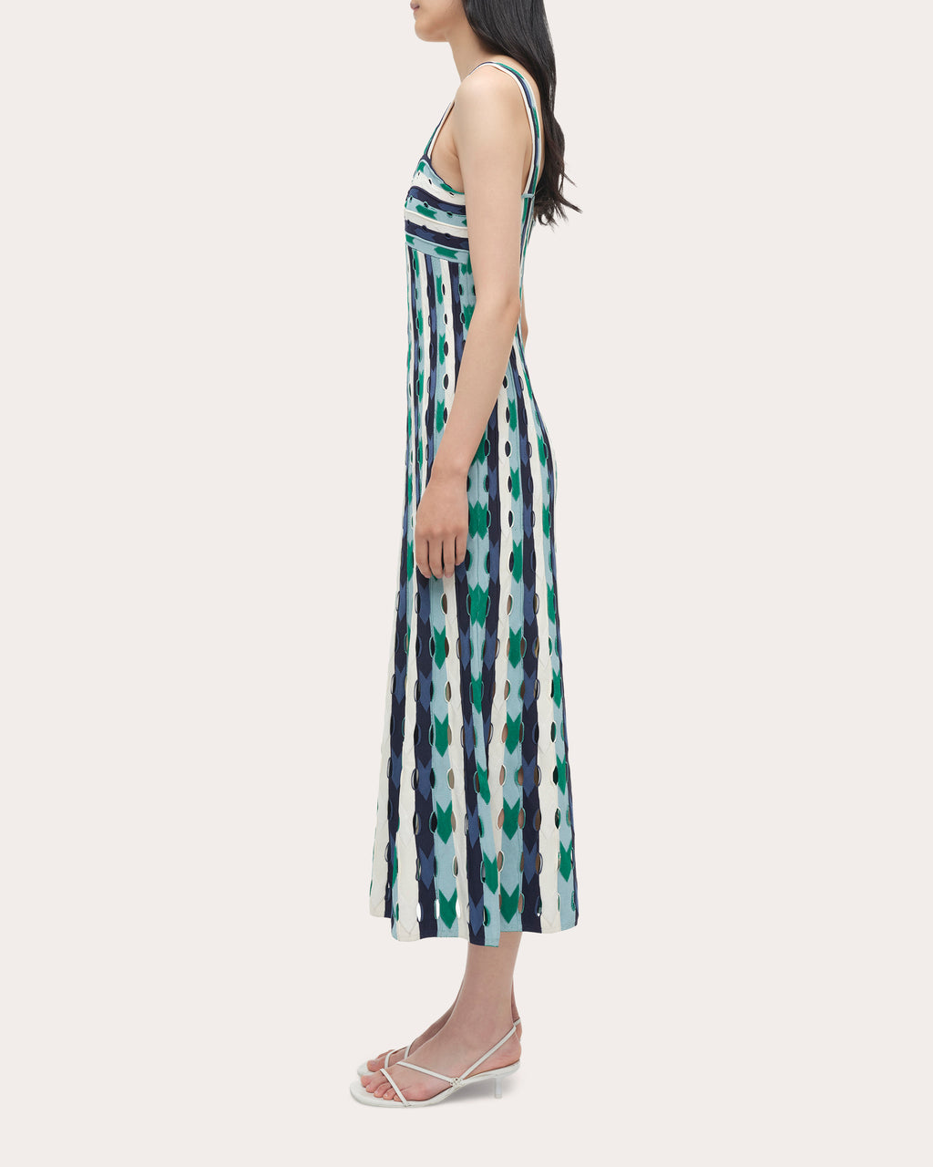 Christina Stripe Eyelet Knit Midi Dress