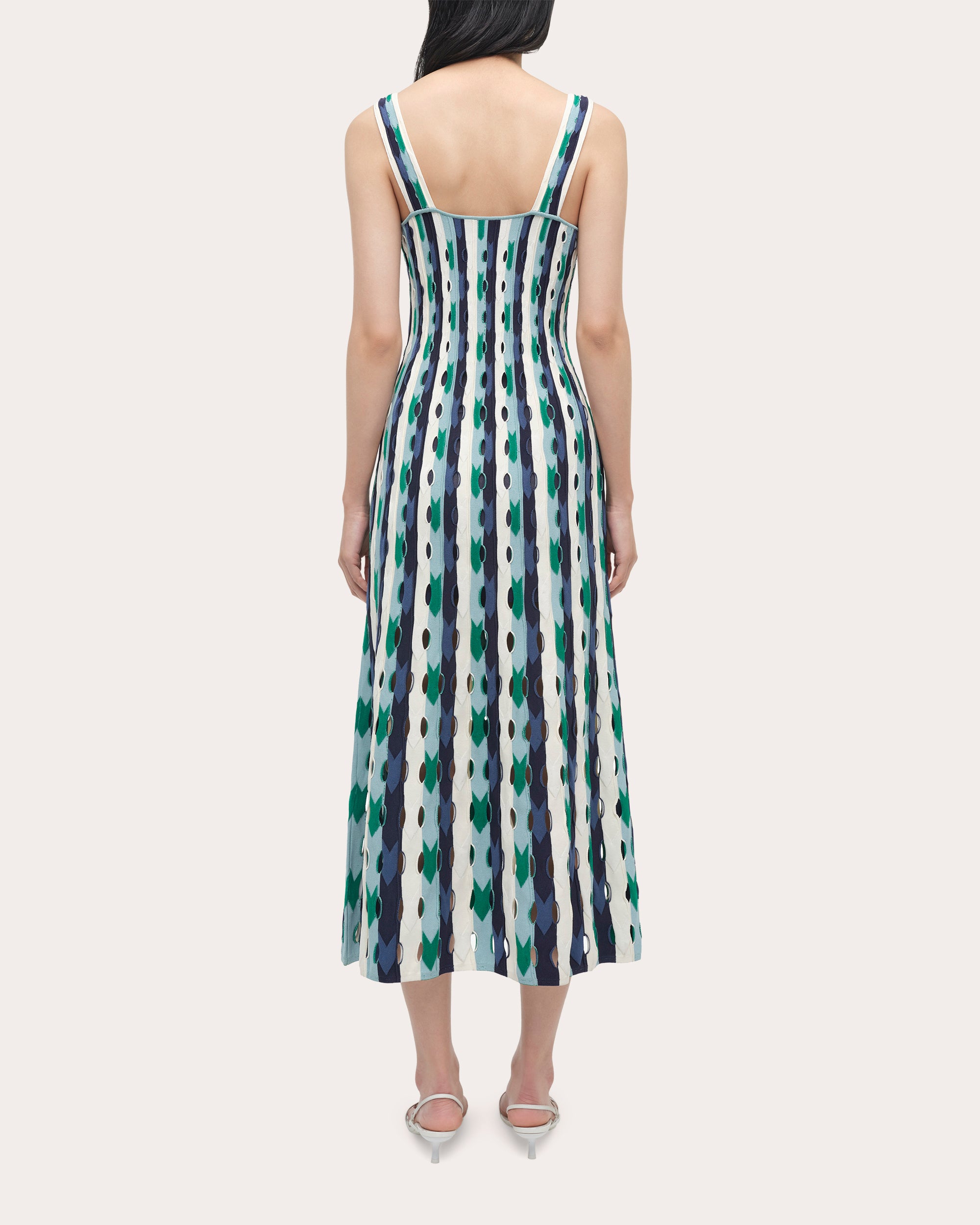 Christina Stripe Eyelet Knit Midi Dress