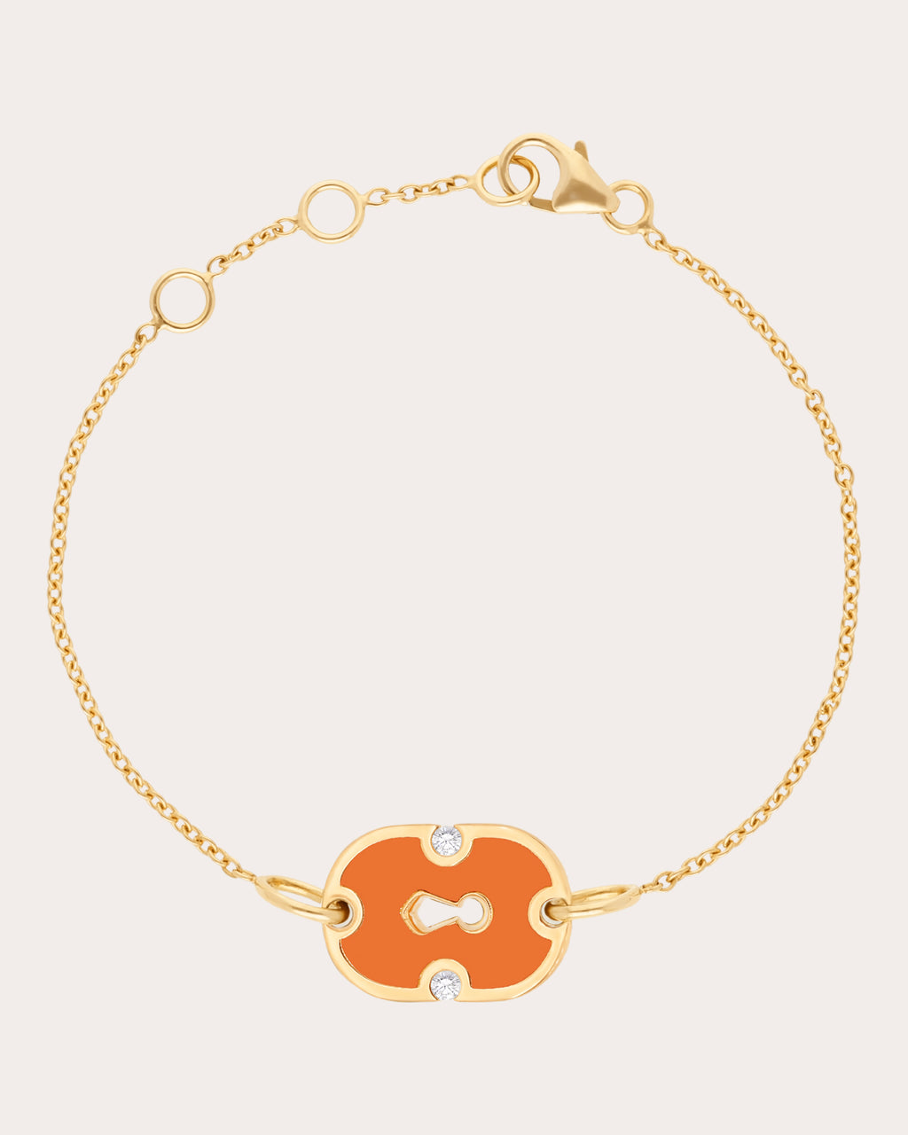 Orange Ceramic & Diamond 18k Gold Unlock Bracelet