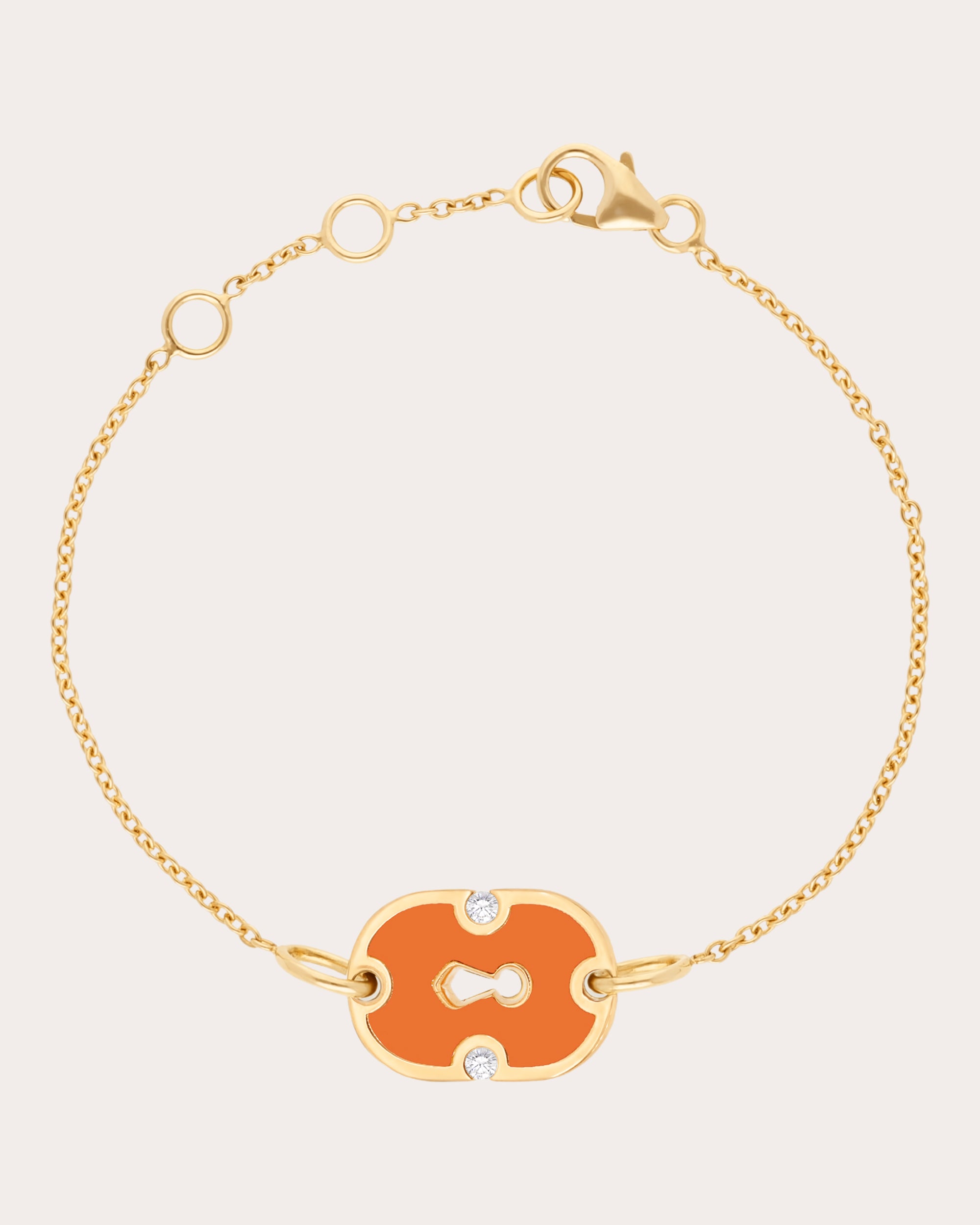 Orange Ceramic & Diamond 18k Gold Unlock Bracelet