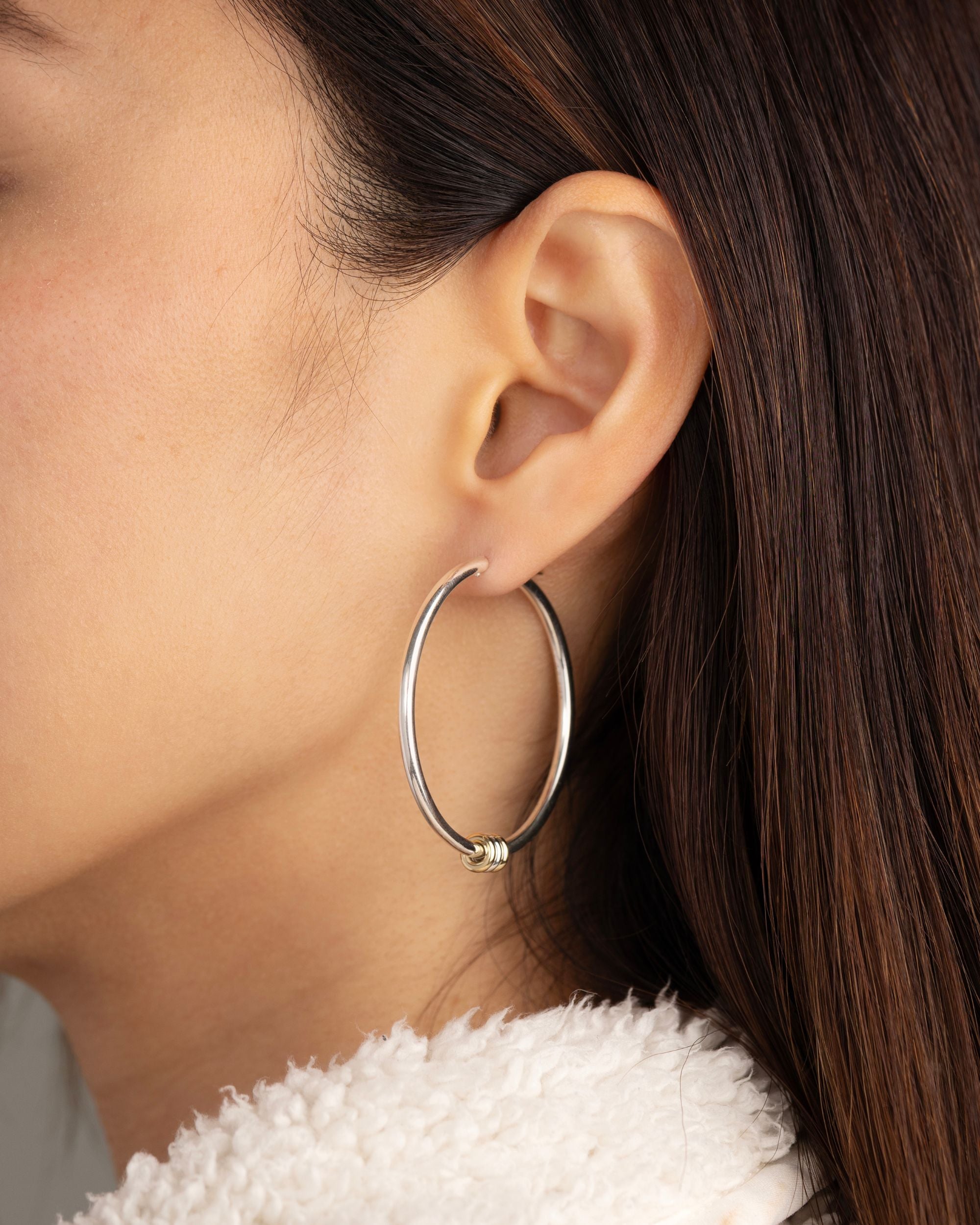 18k Gold Two-Tone Pegasus Hoop Earrings
