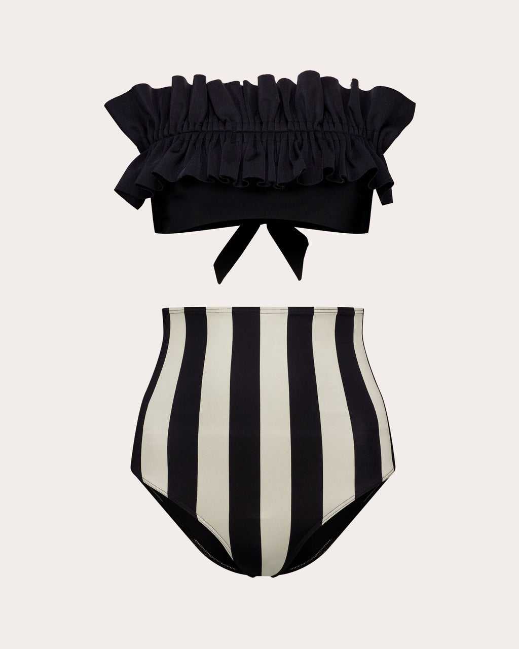 Ara Stripe High-Waist Bikini Bottoms