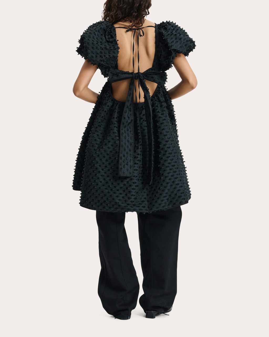Tilde Fiamma Fil-Coupé Puff-Sleeve Dress