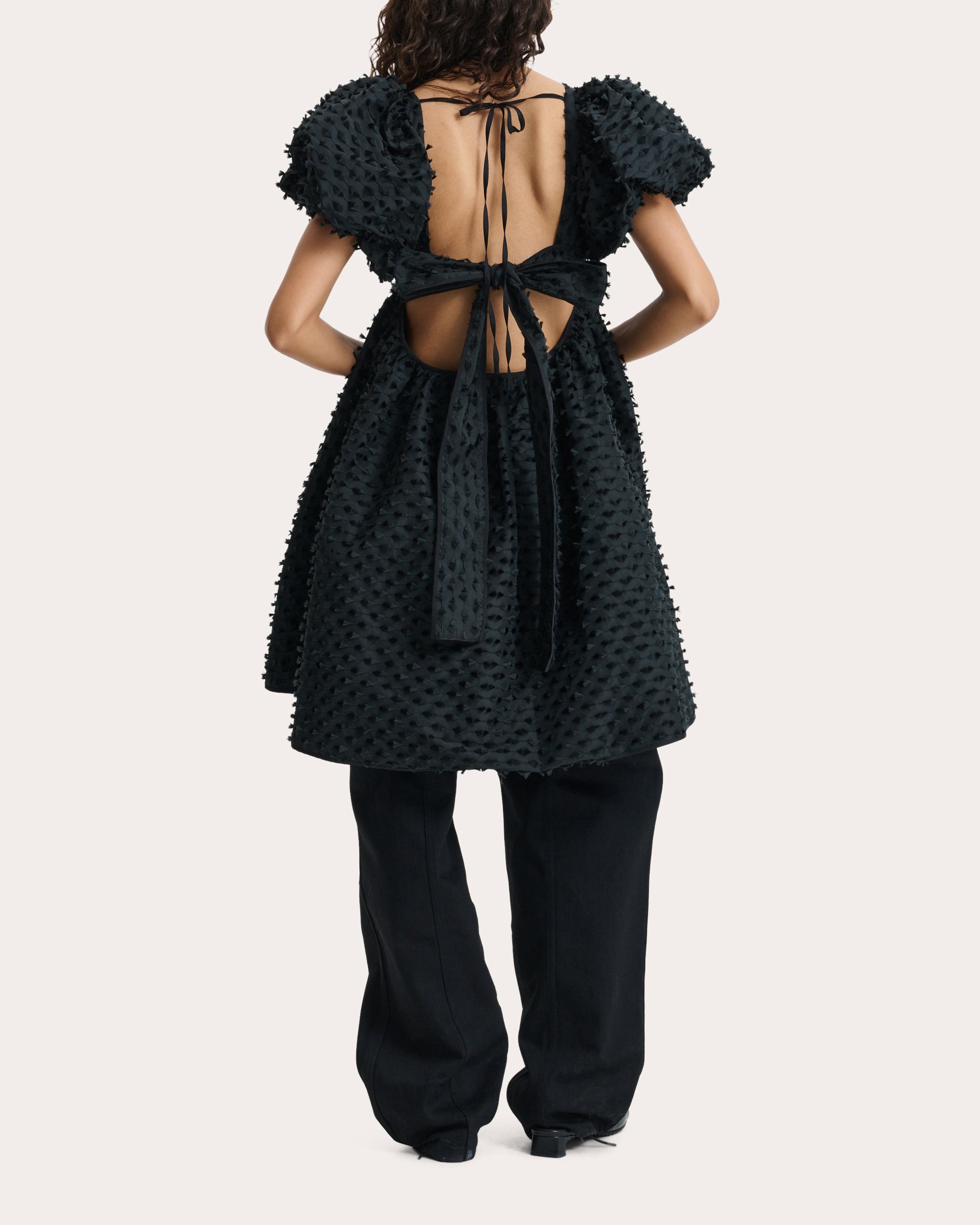 Tilde Fiamma Fil-Coupé Puff-Sleeve Dress