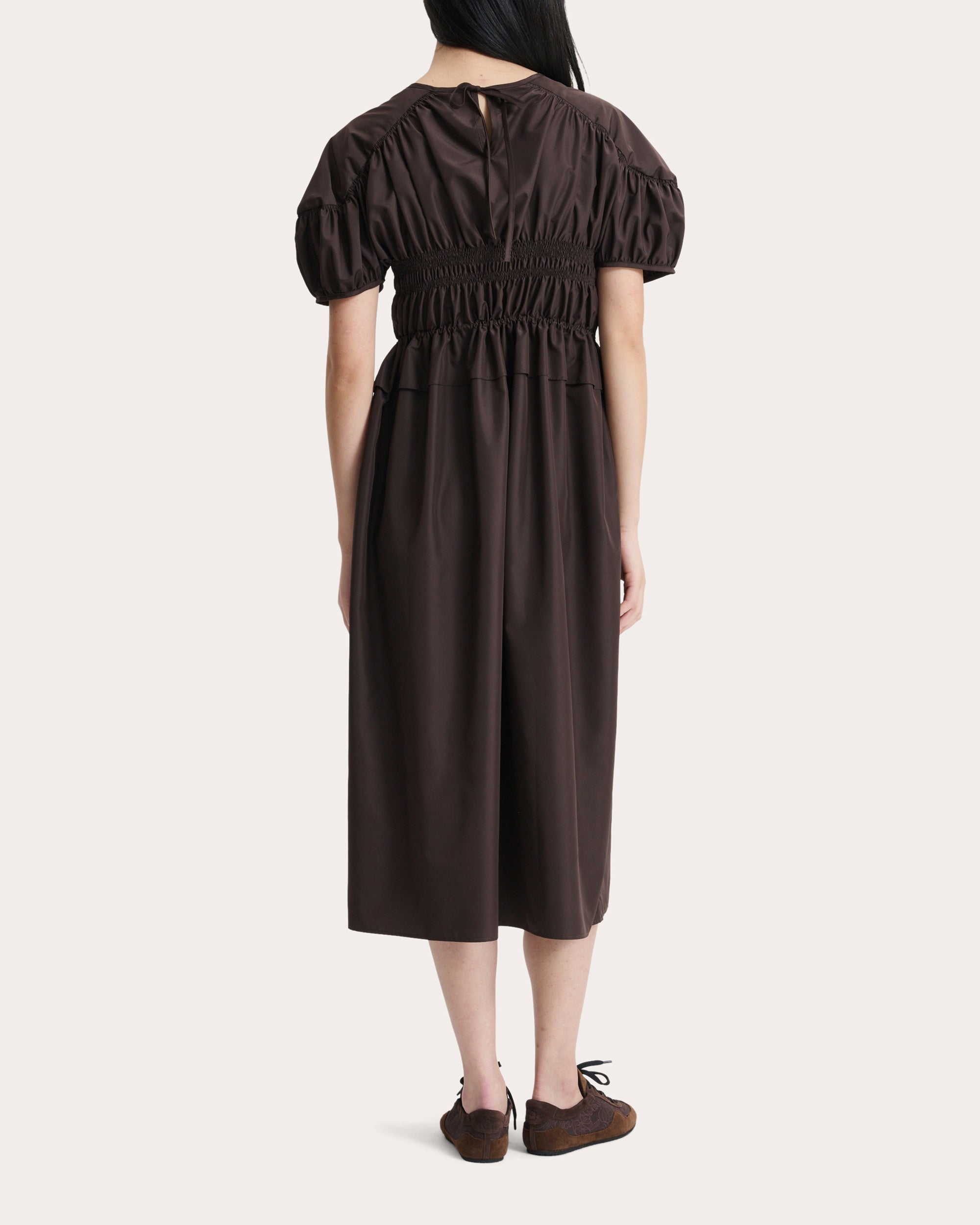 Betsy Faille Ruched Bustier Midi Dress