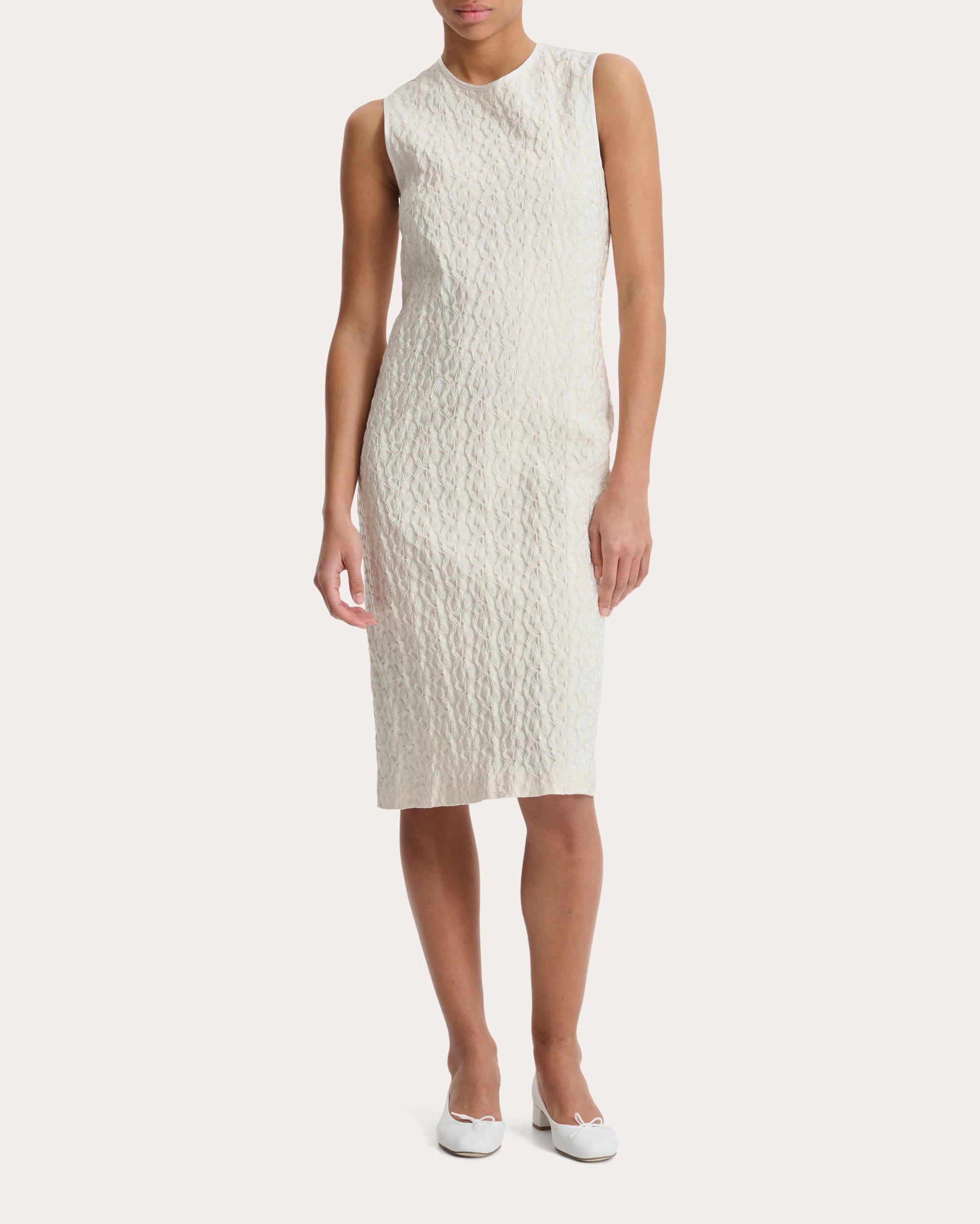 Devin Begonia Jacquard Sleeveless Midi Dress