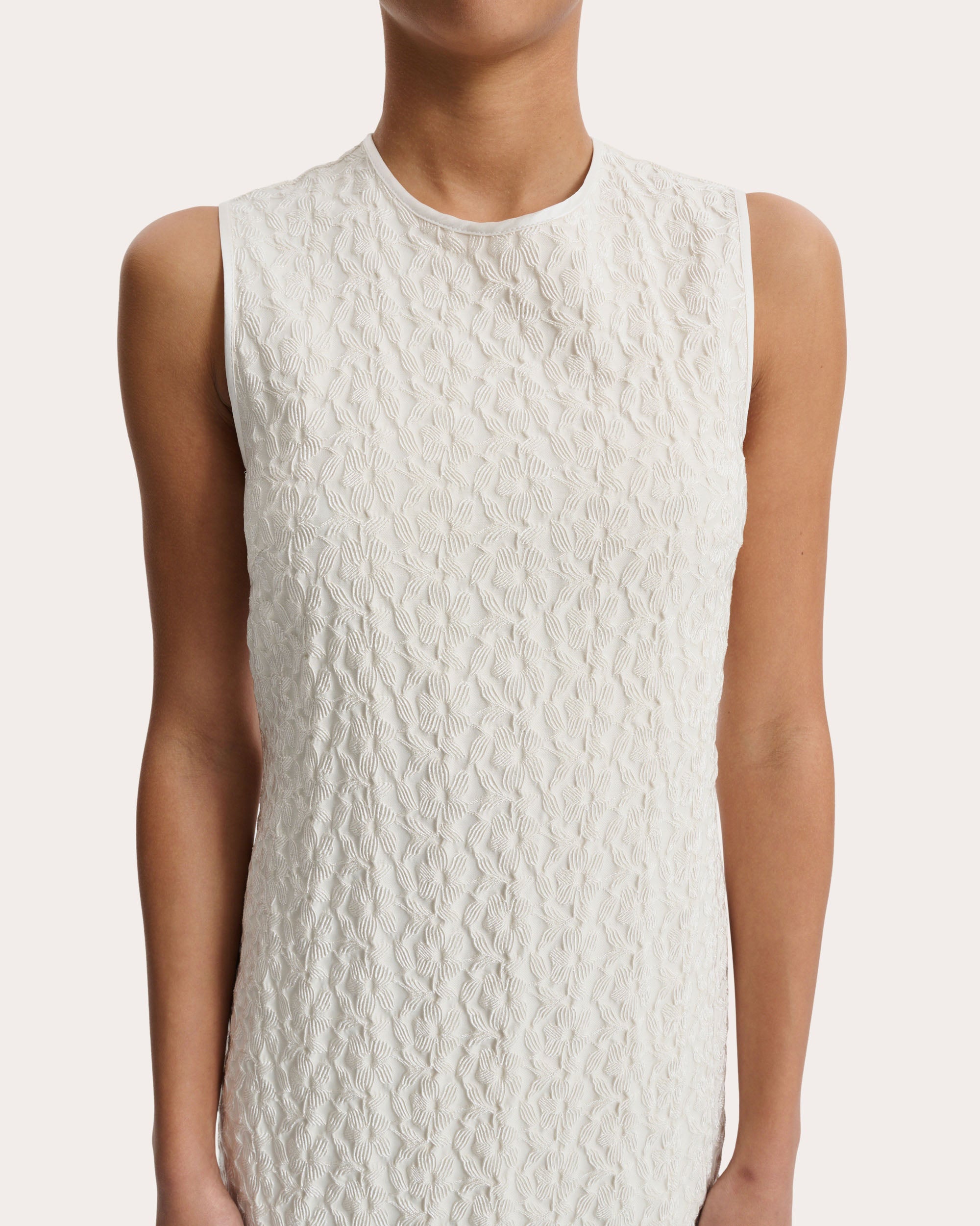 Devin Begonia Jacquard Sleeveless Midi Dress