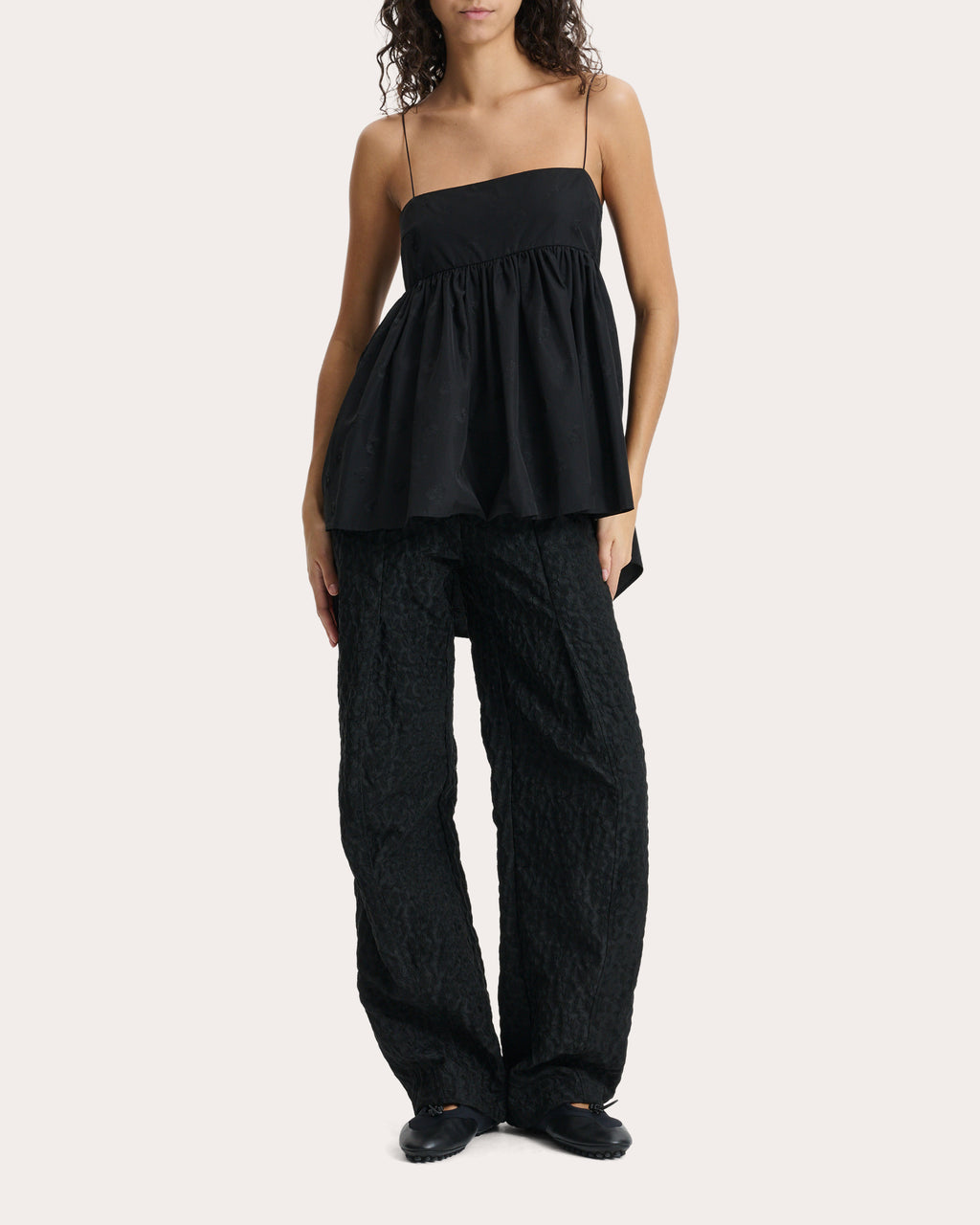 Veronica Ditsy Bellis Jacquard Babydoll Top