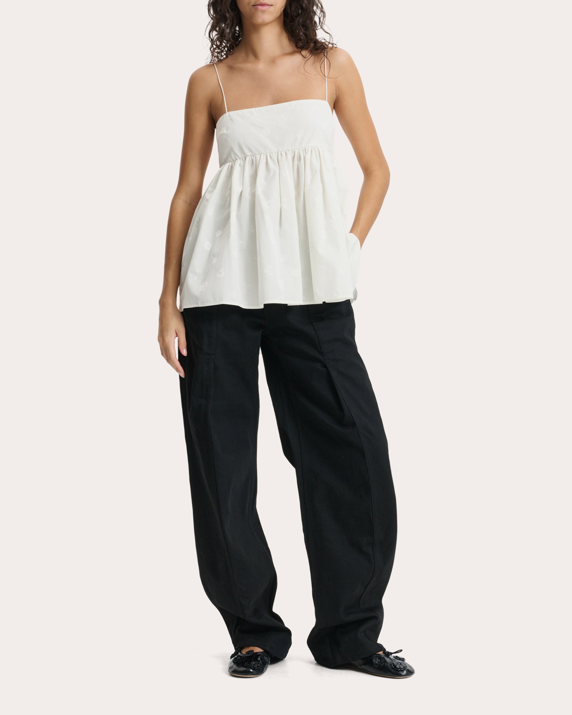 Veronica Ditsy Bellis Jacquard Babydoll Top