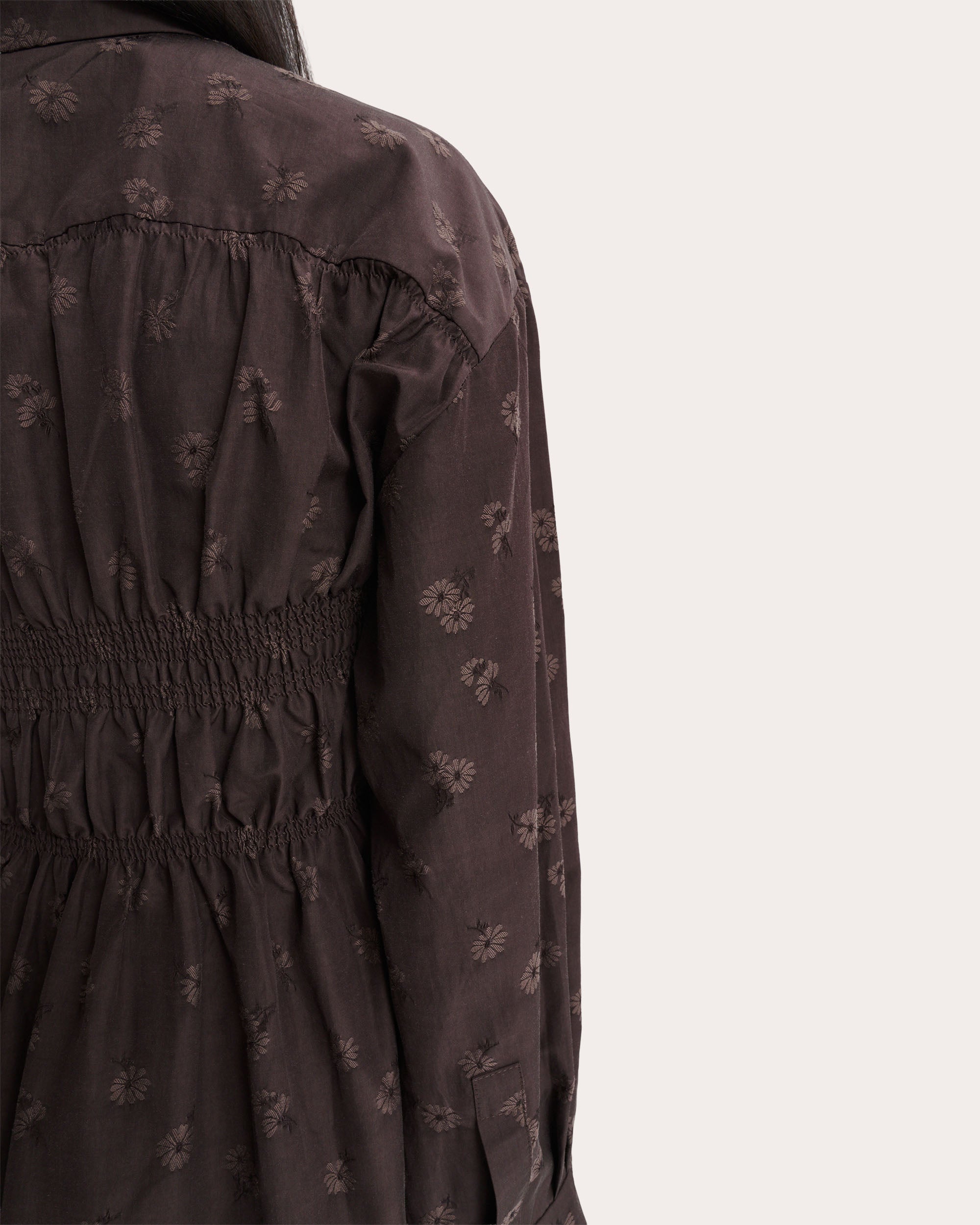Braxton Ditsy Bellis Jacquard Ruched Shirt