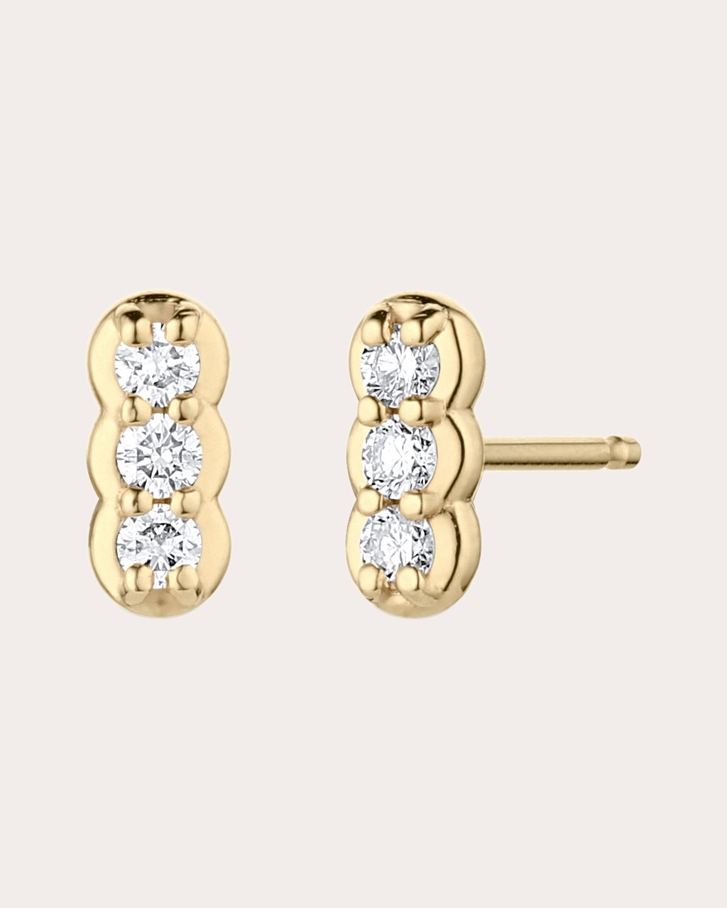 Diamond & 14k Gold Palace Trio Stud Earrings