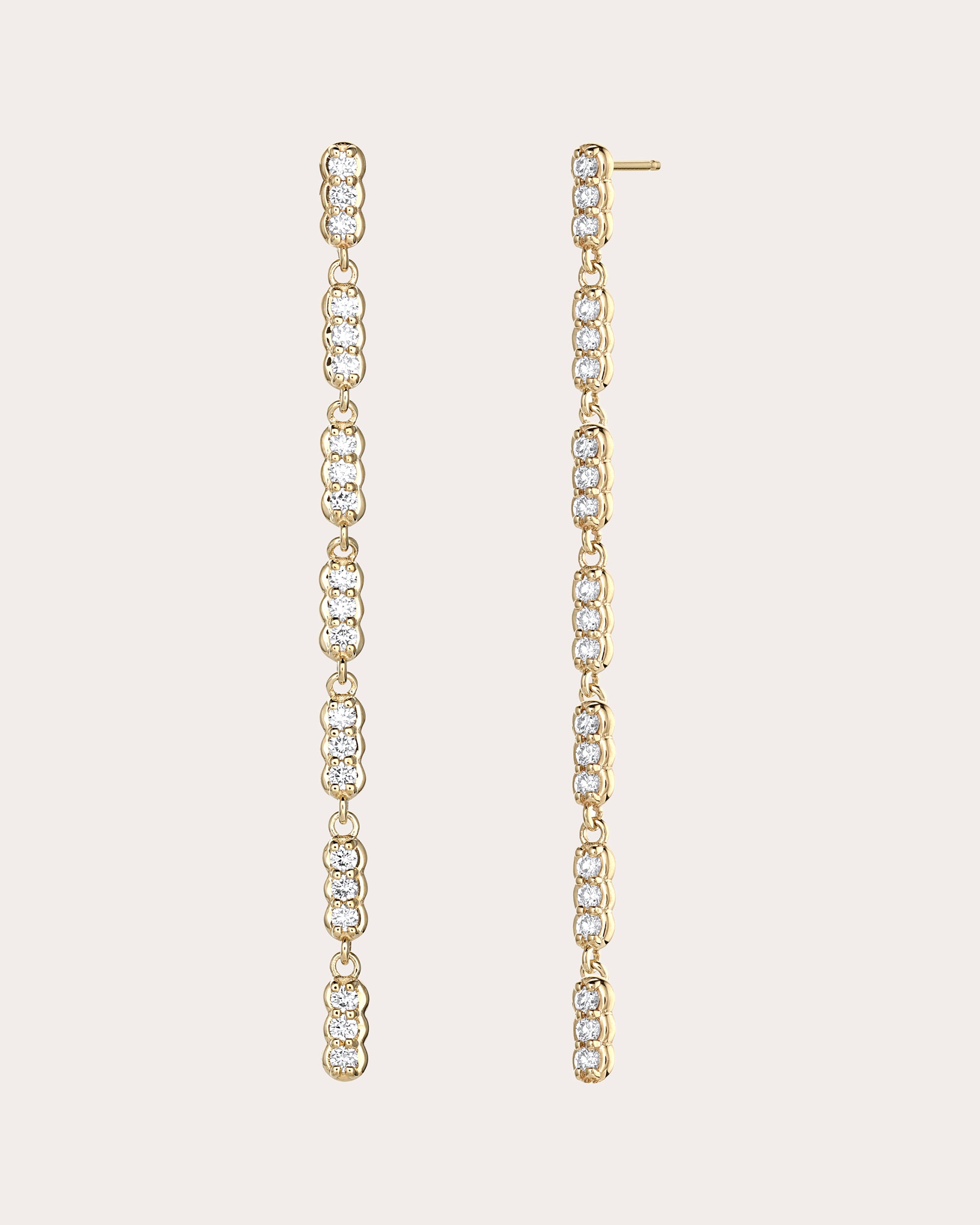 Diamond & 14k Gold Palace Line Drop Earrings